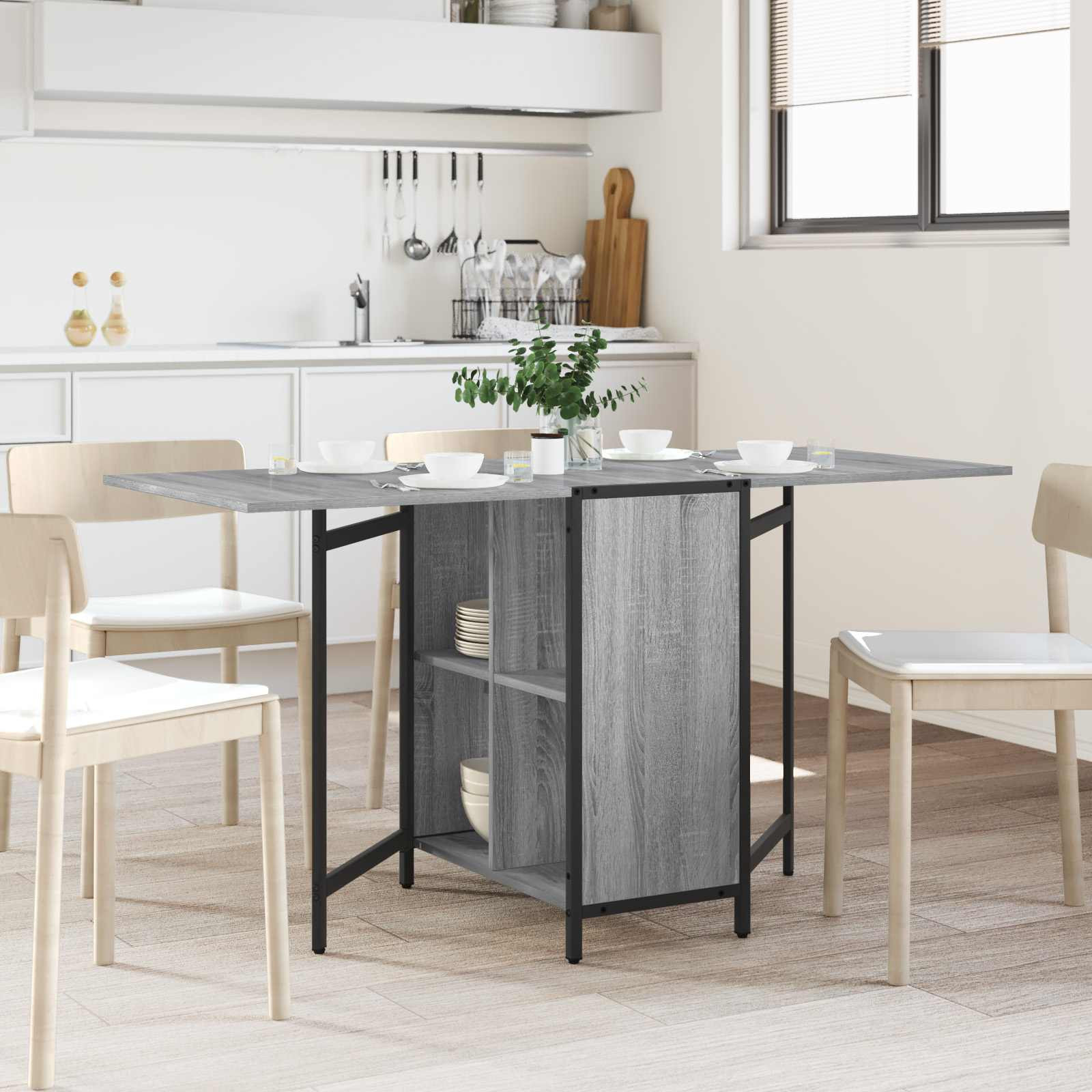 vidaXL Esstisch 144 x 60 x 75 cm Holzwerkstoff Grau Sonoma