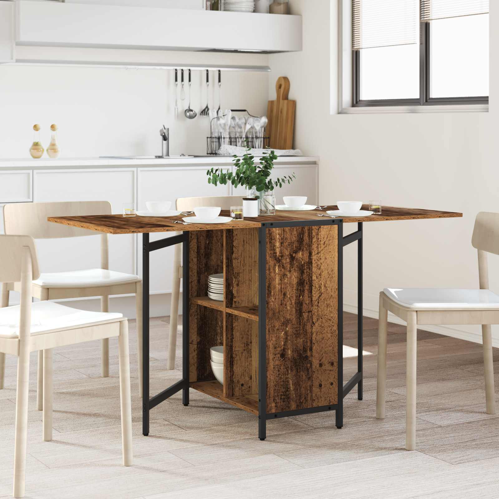 vidaXL Esstisch 144 x 60 x 75 cm Holzwerkstoff Altholz Rechtwinklig