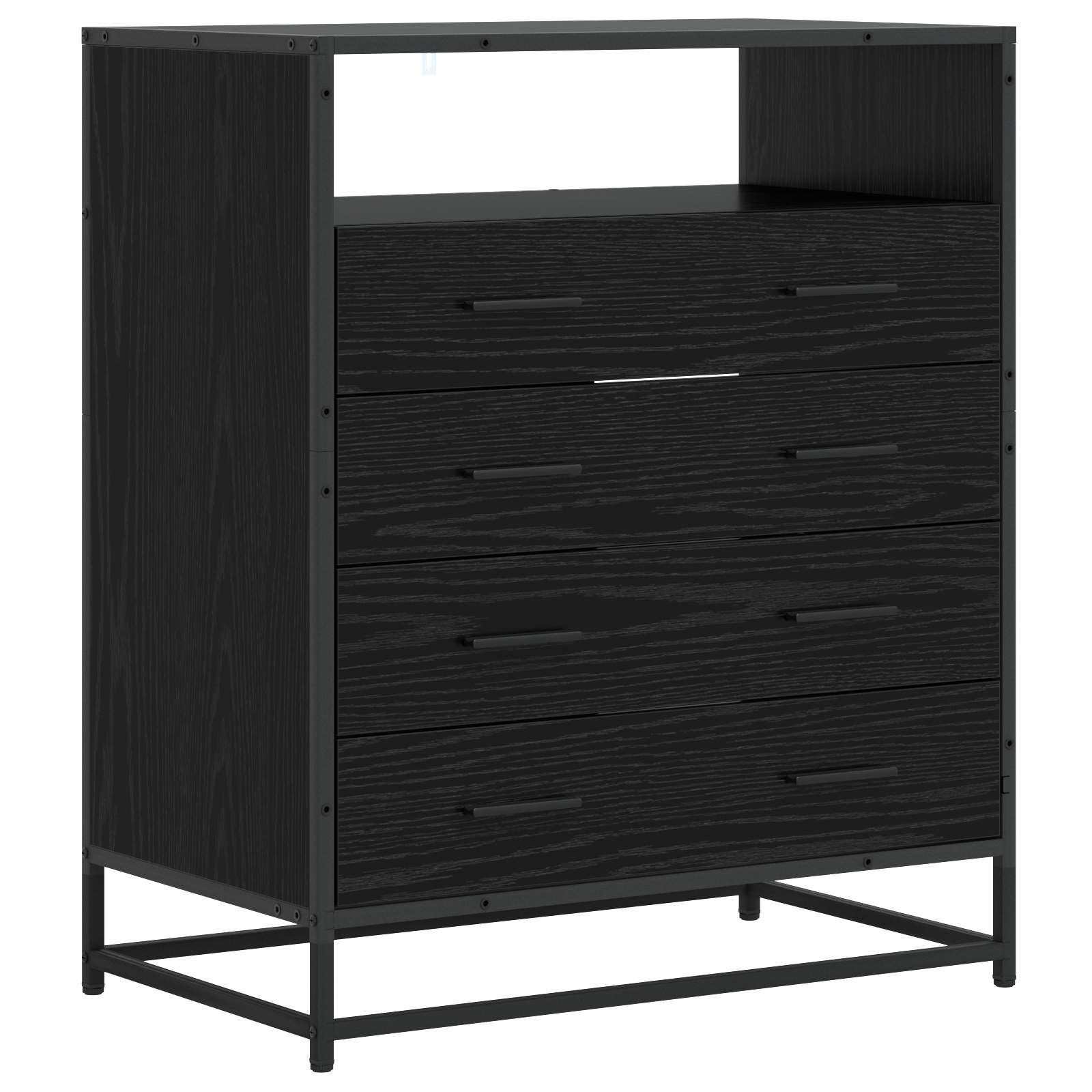 vidaXL Schubladenschrank 4-Schublade Schwarz Eichen-Optik
