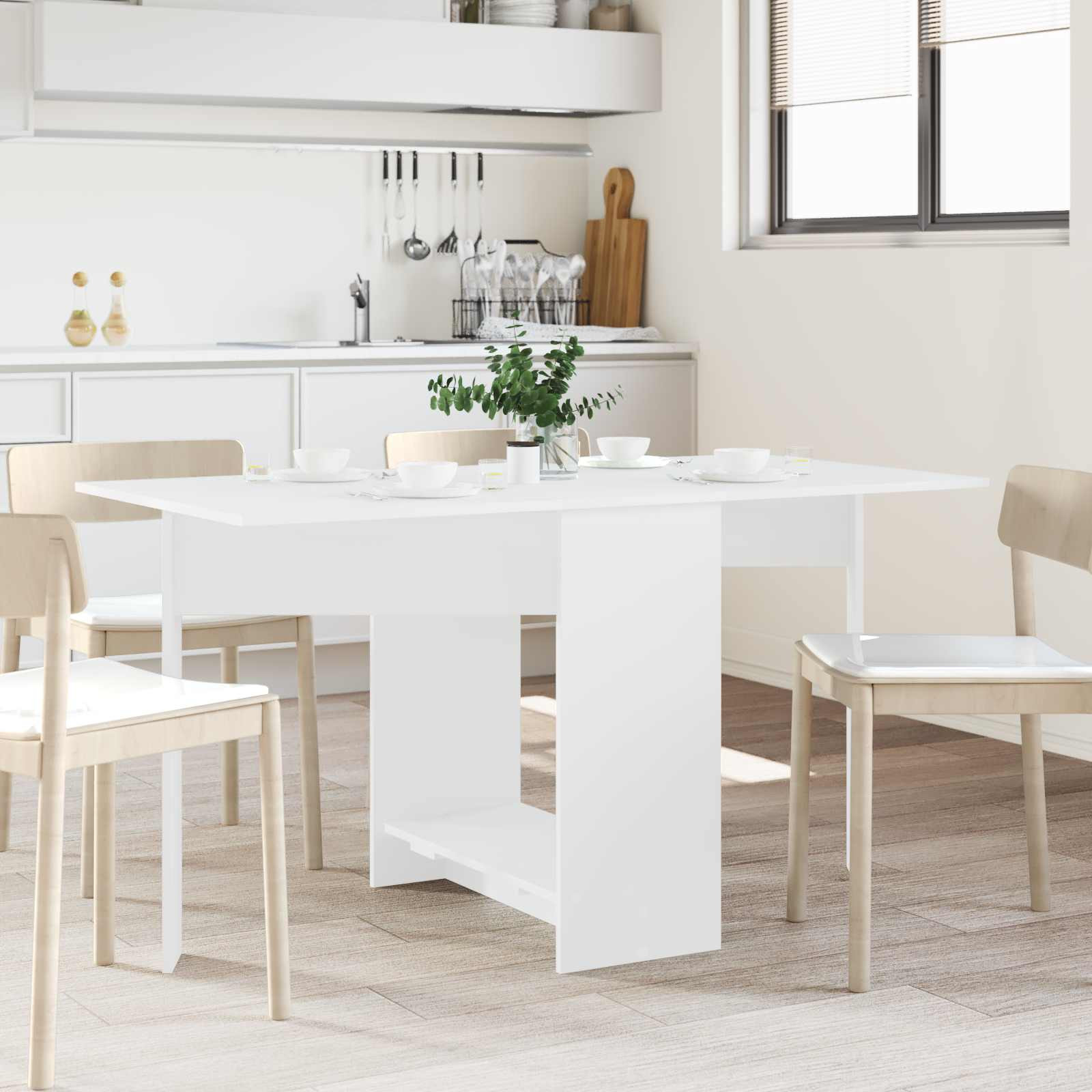 vidaXL Esstisch 138 x 70 x 73,5 cm Holzwerkstoff Weiß Rechtwinklig