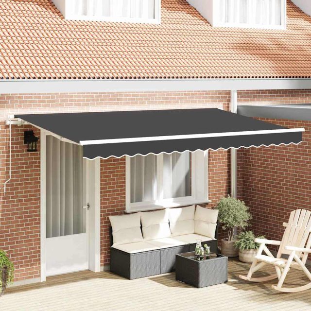 vidaXL Einziehbare Markise Anthrazit 350 x 200 cm Stoff