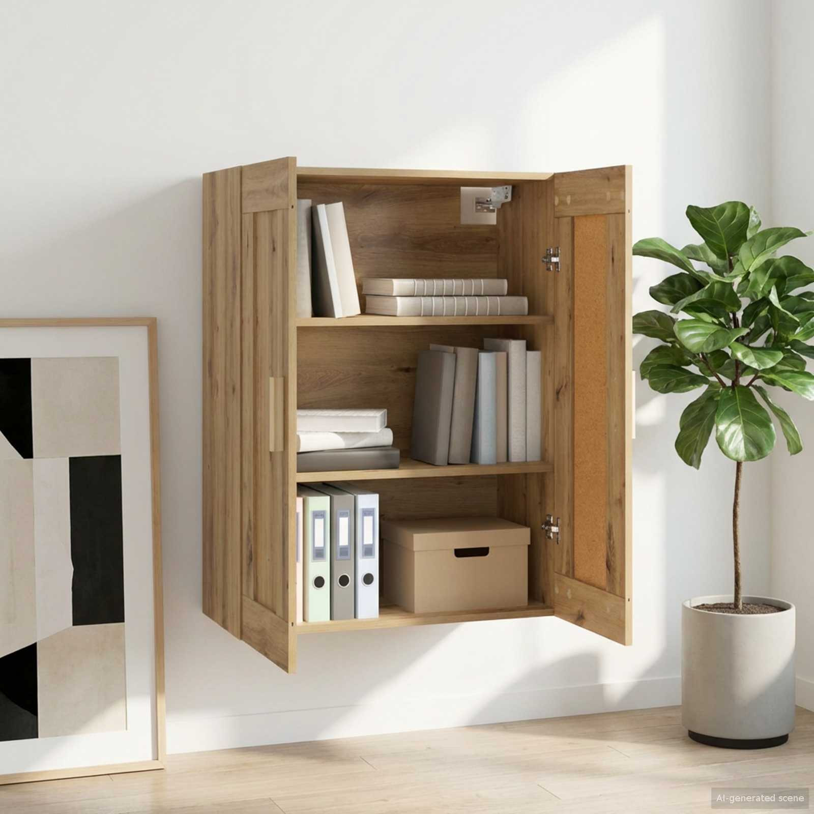 vidaXL Wandschrank Wandhalterung Artisan-Eiche 69,5 x 34 x 90 cm