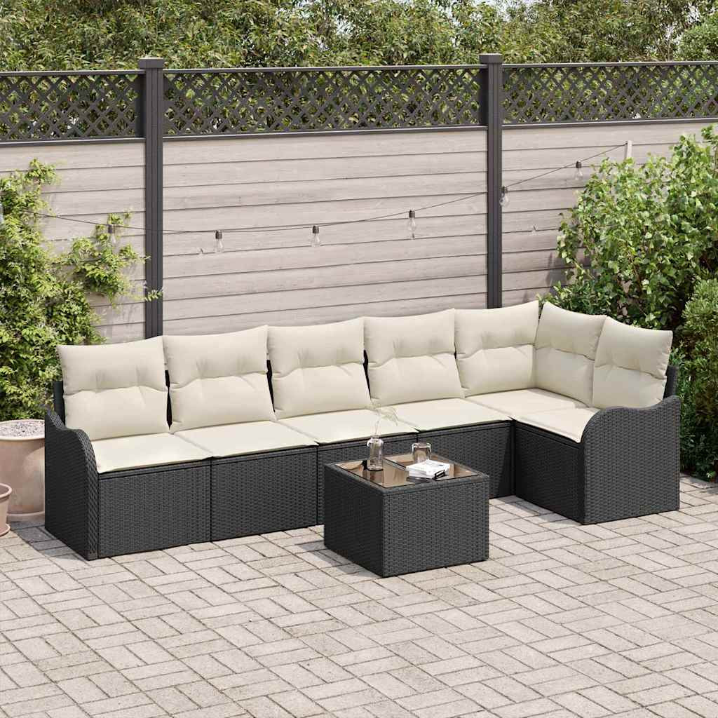 vidaXL Gartensofa-set Schwarz Poly-Rattan