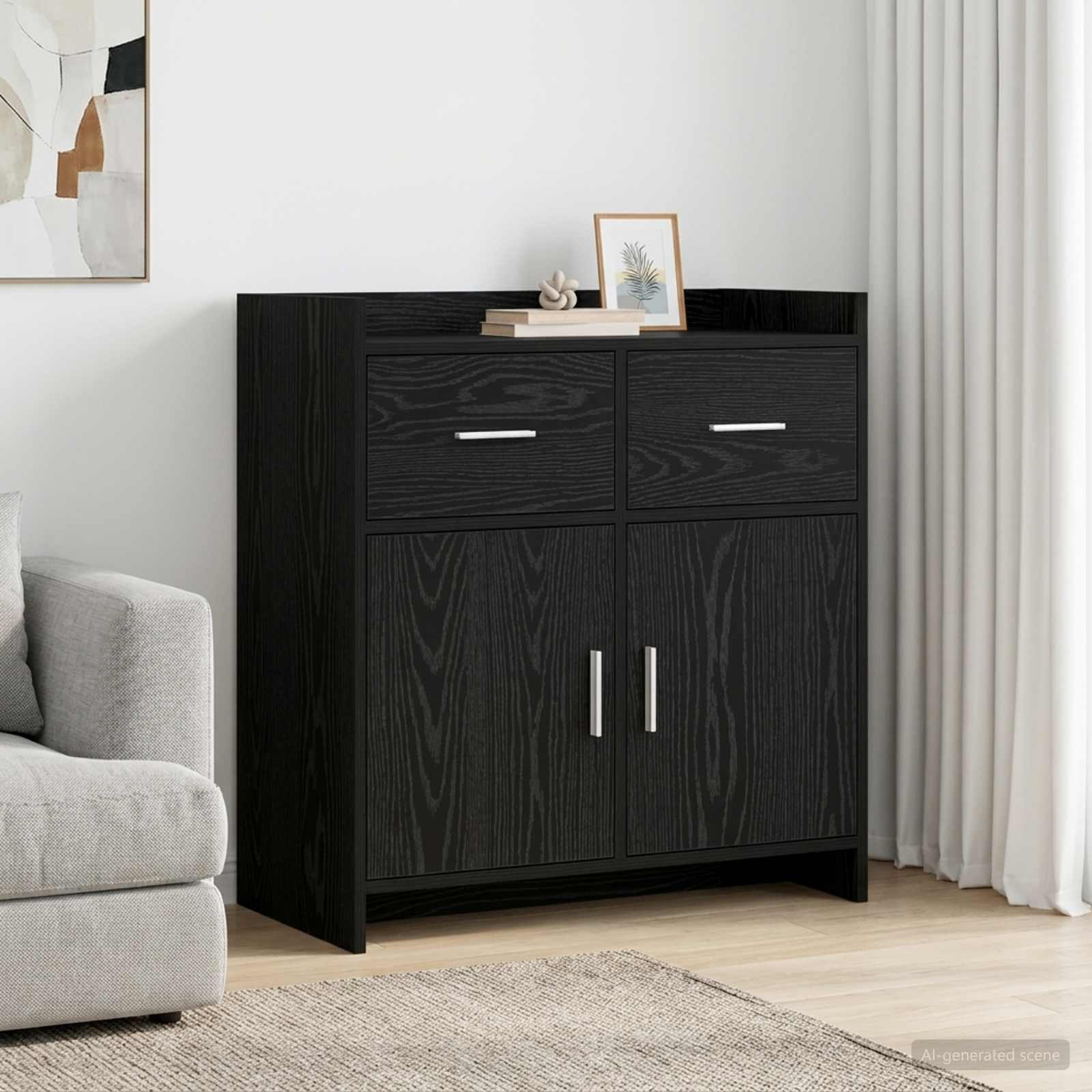 vidaXL Sideboard Schwarze Eiche 75 x 36 x 80 cm Holzwerkstoff