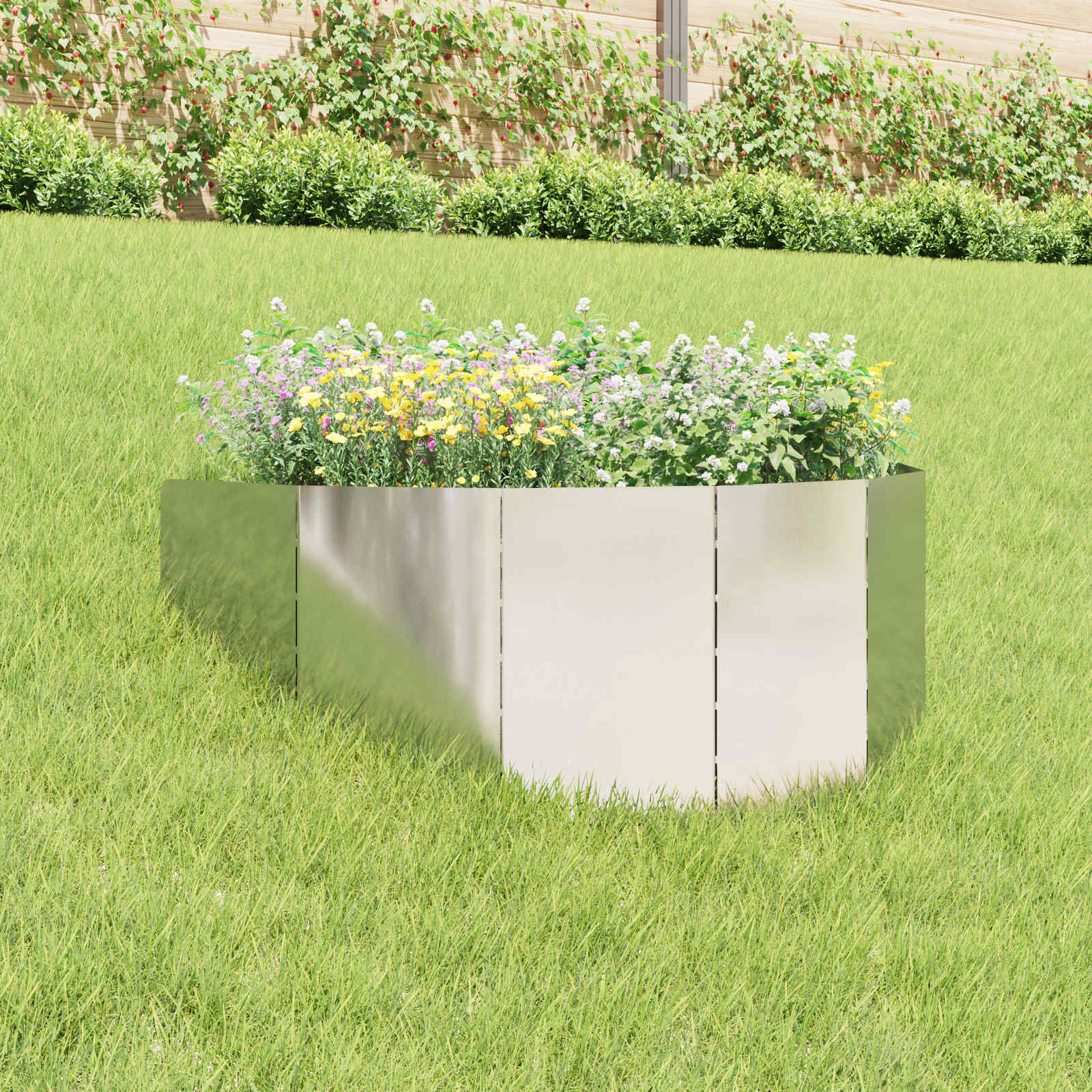 vidaXL Raseneinfassung 100 x 45 cm Stahl Silber