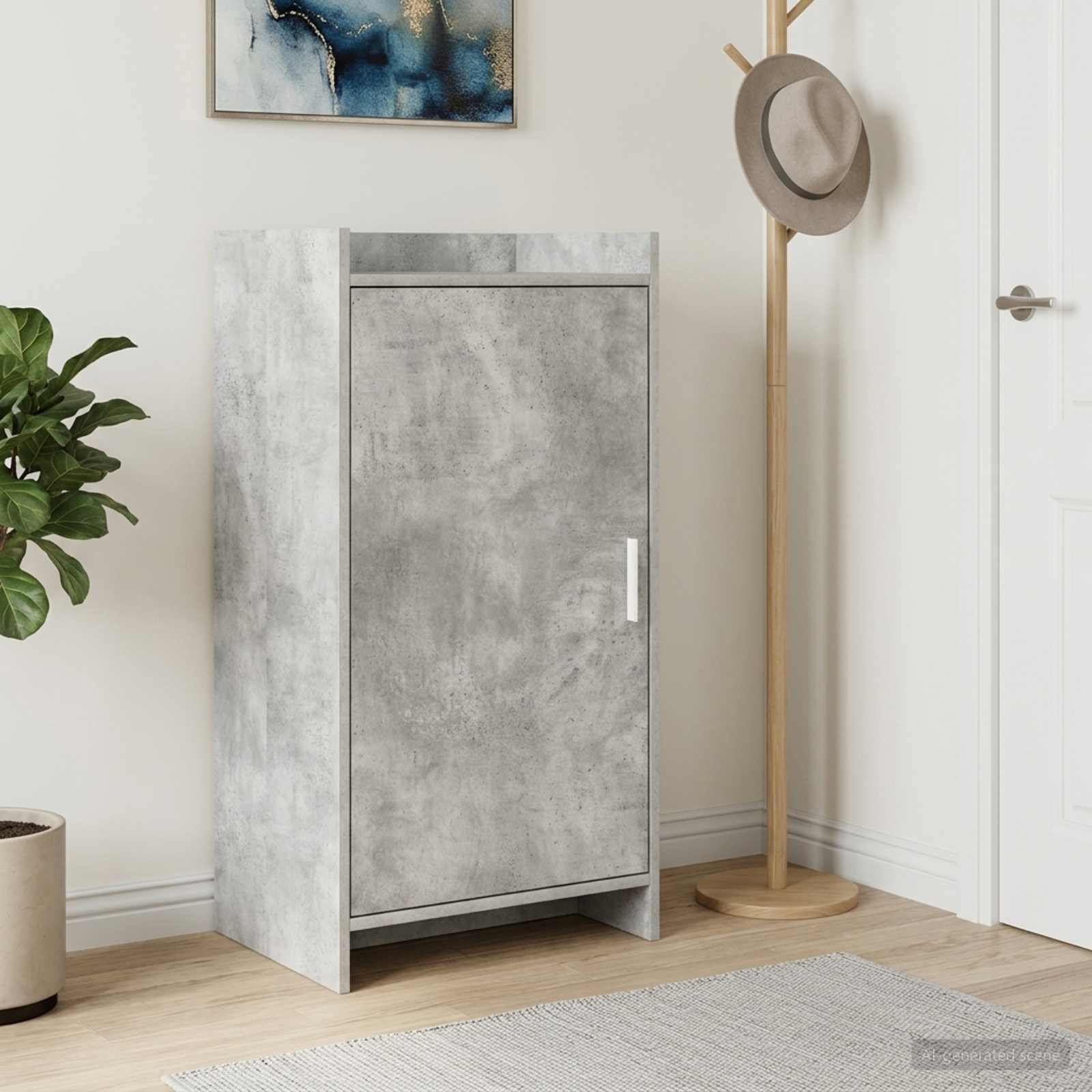 vidaXL Schuhschrank mit Tür Betongrau 48 x 36 x 92 cm Holzwerkstoff