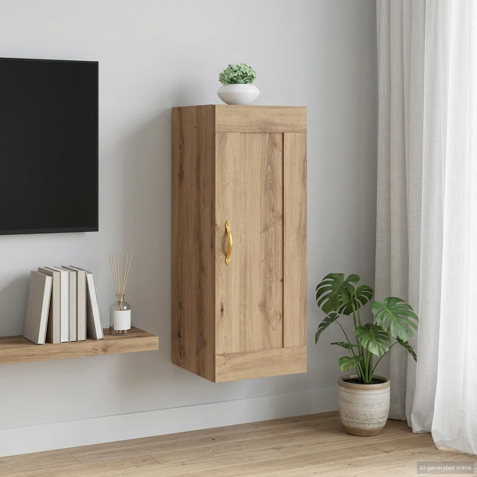 vidaXL Wandschrank Artisan-Eiche 34,5 x 34 x 90 cm Holzwerkstoff