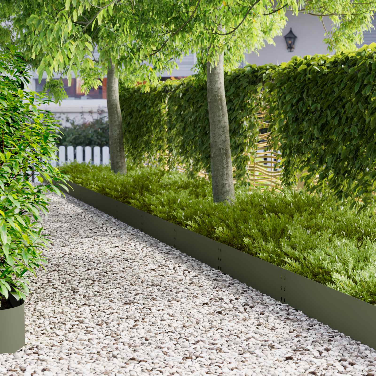 vidaXL Raseneinfassung 30 pcs 100 x 25 cm Stahl Olivgrün