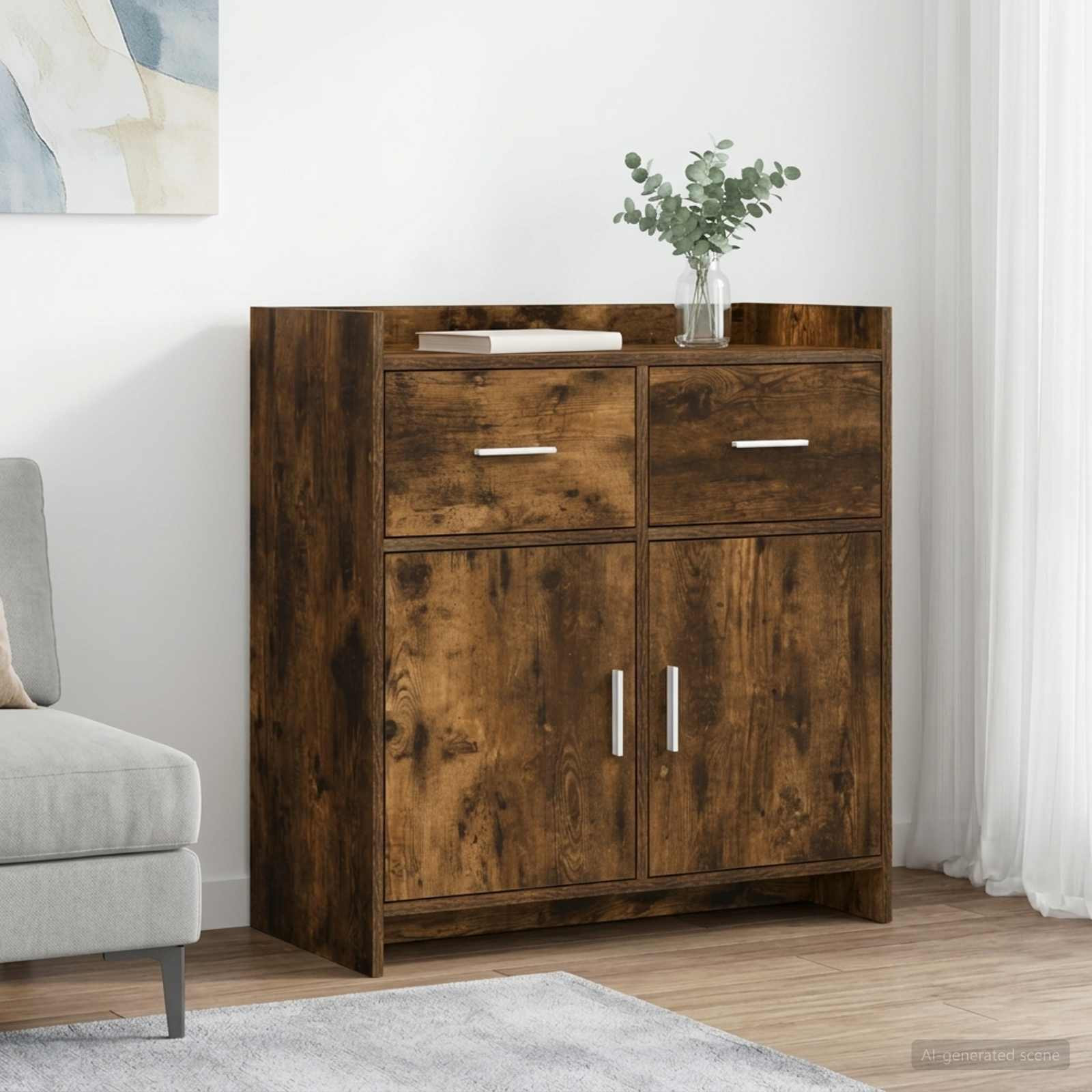 vidaXL Sideboard Geräucherte Eiche 75 x 36 x 80 cm Holzwerkstoff