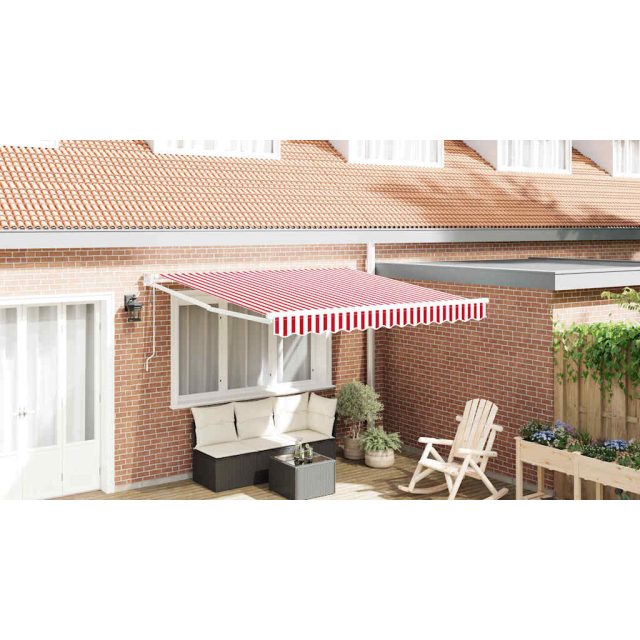 vidaXL Ausziehbare Markise Rot und Weiß 350 x 250 cm