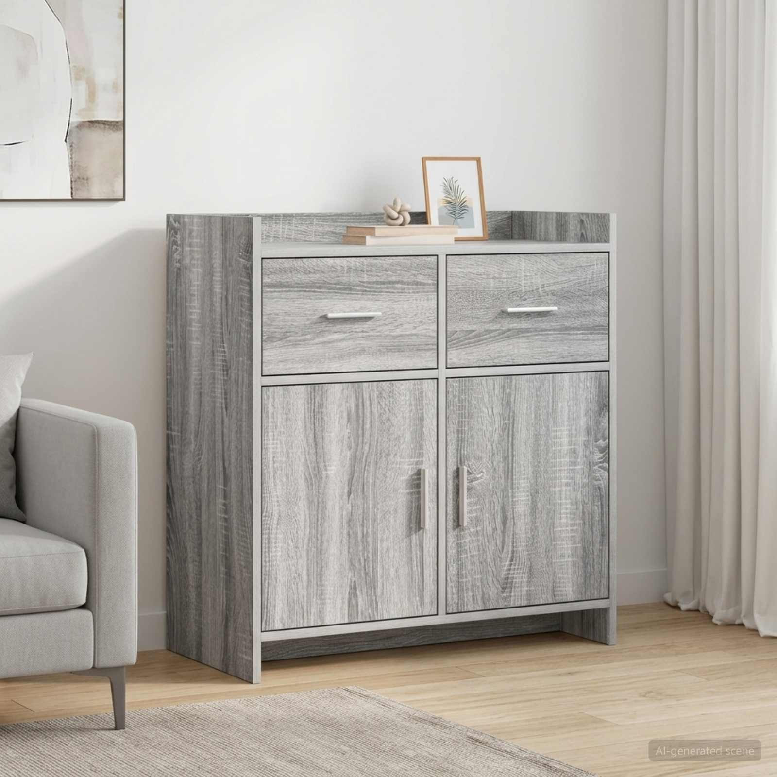 vidaXL Sideboard Grau Sonoma 75 x 36 x 80 cm Holzwerkstoff