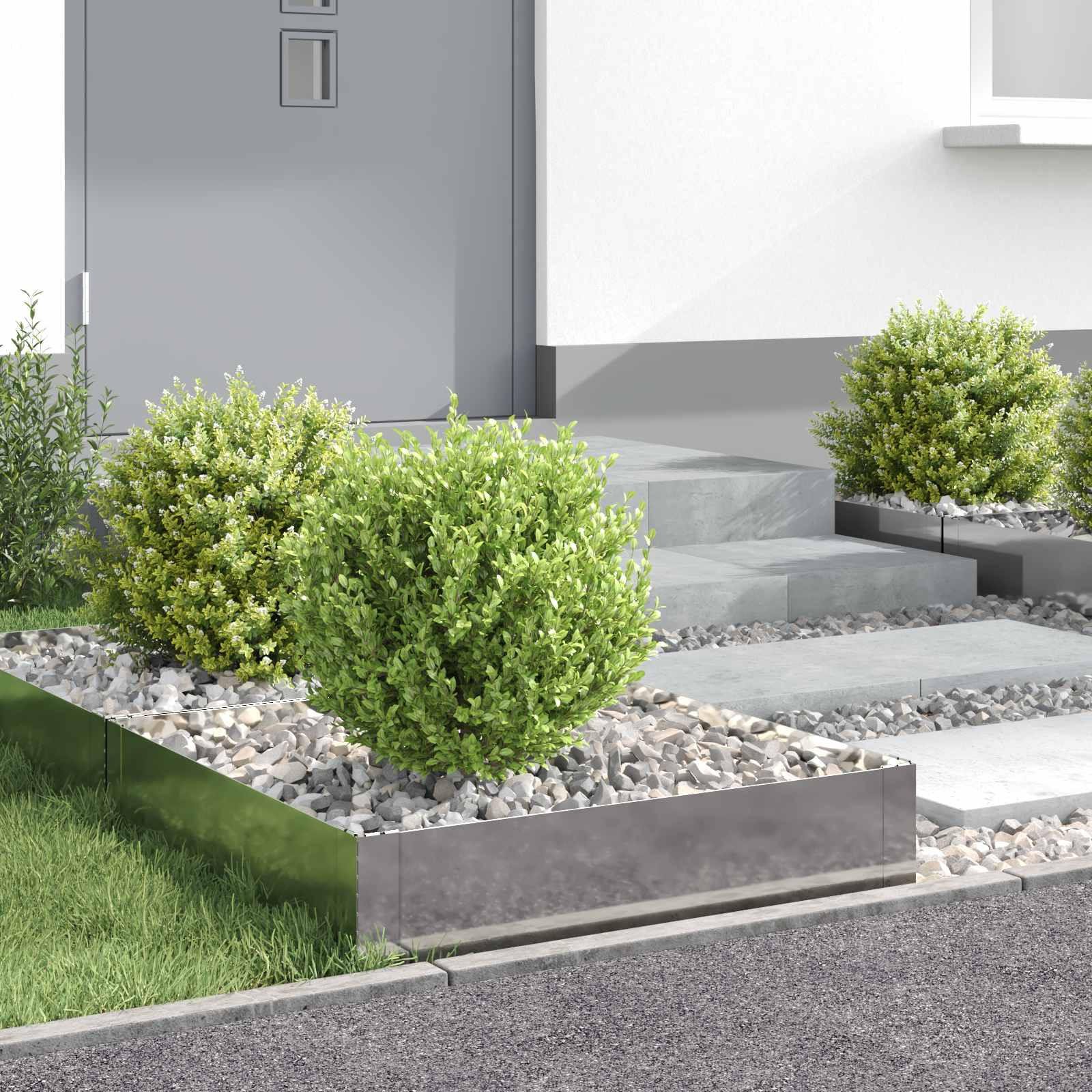 vidaXL Raseneinfassung 4 pcs 60 x 60 x 20 cm Stahl Silber