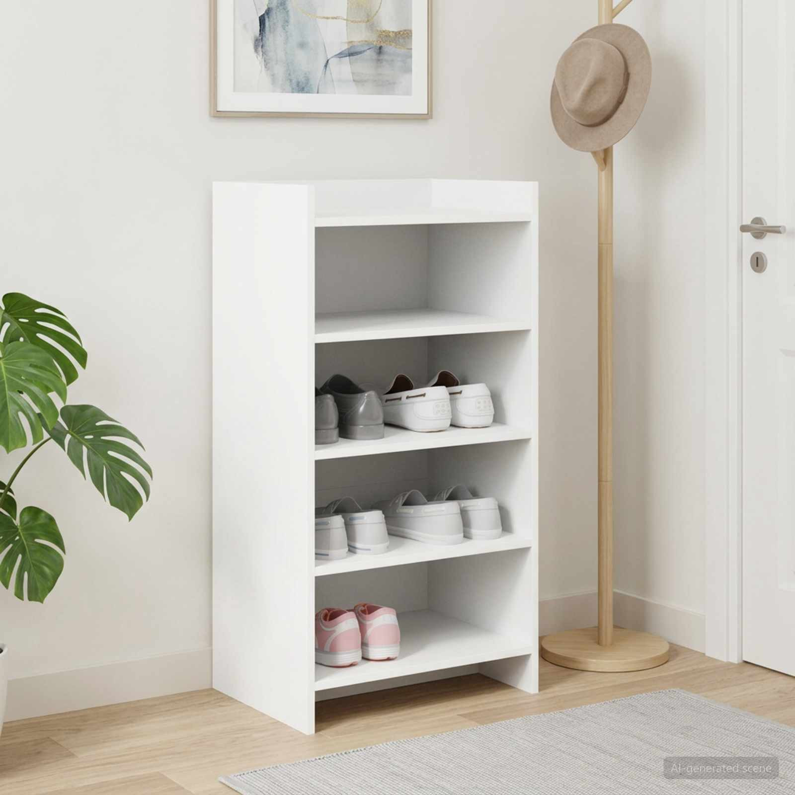 vidaXL Schuhschrank mit Speicher Weiß 48 x 36 x 92 cm Holzwerkstoff