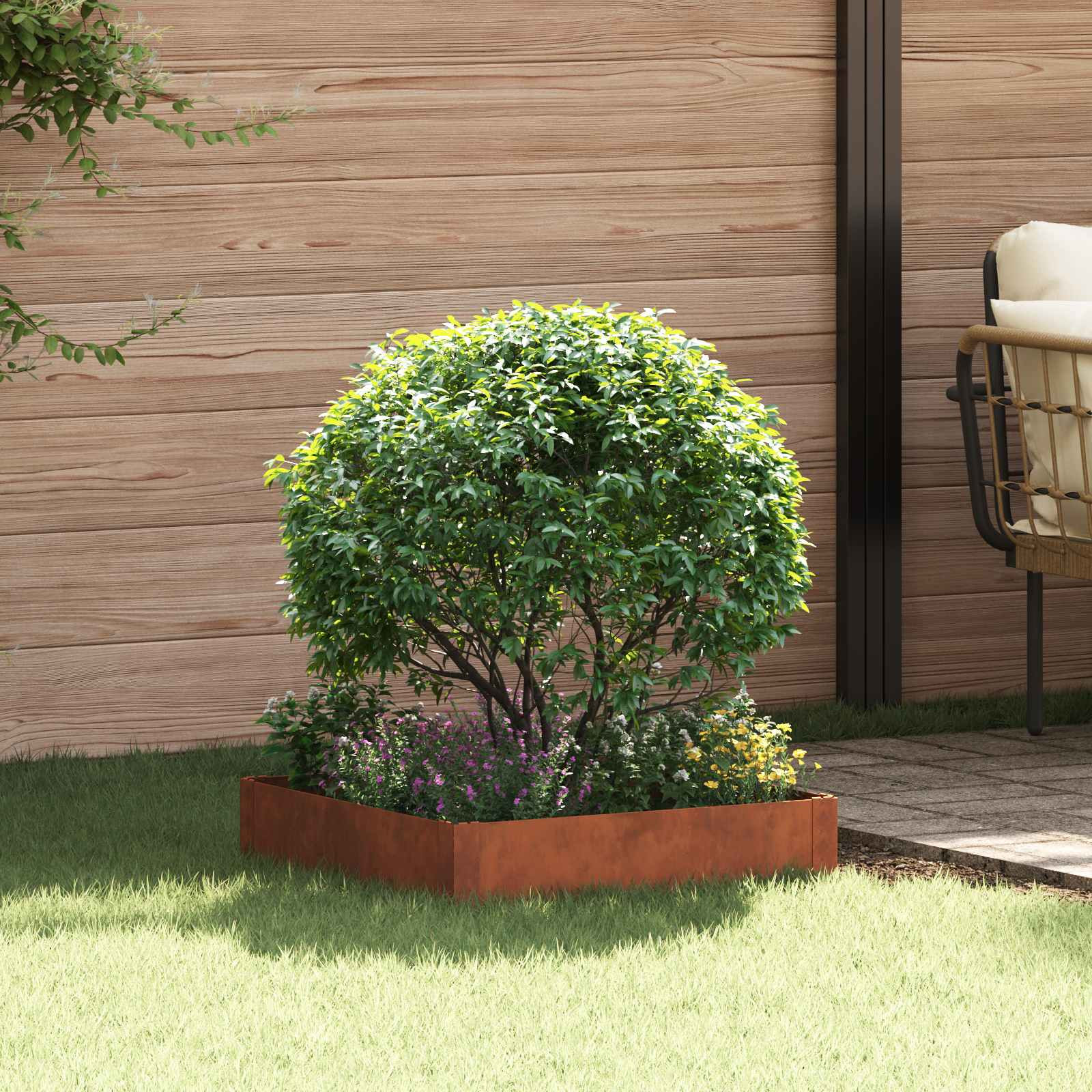 vidaXL Raseneinfassung 60 x 60 x 20 cm Stahl Rostig