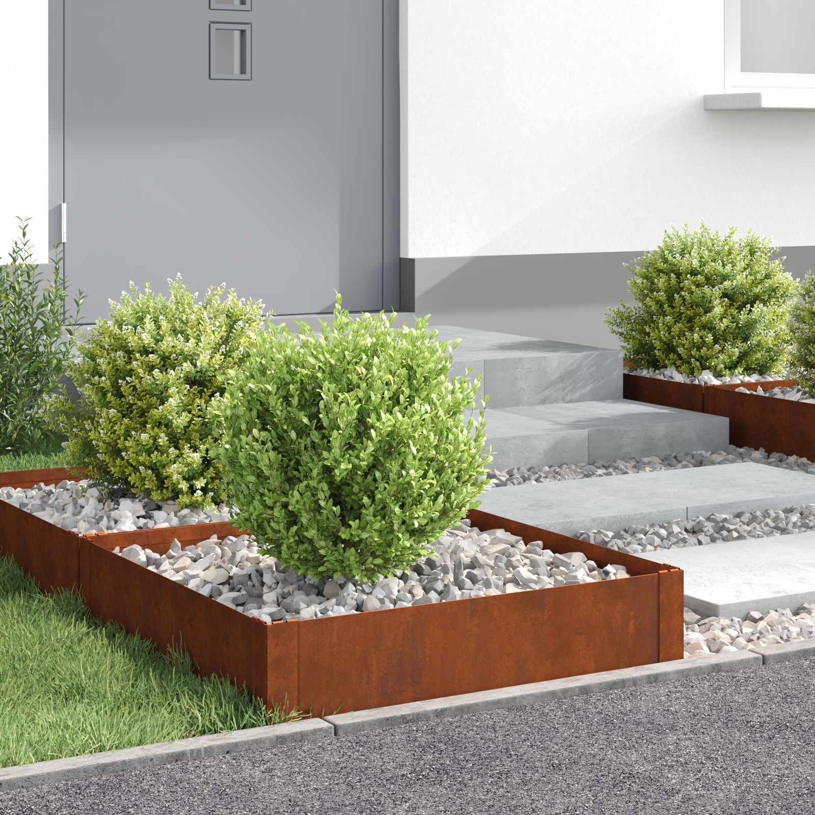 vidaXL Raseneinfassung 4 pcs 60 x 60 x 20 cm Stahl Rostig
