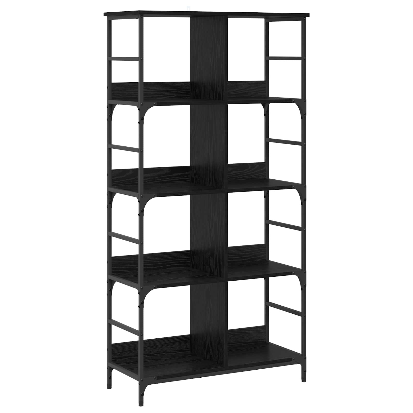 vidaXL Regal Schwarz Eichen-Optik 78,5 x 33 x 153 cm Metall PB