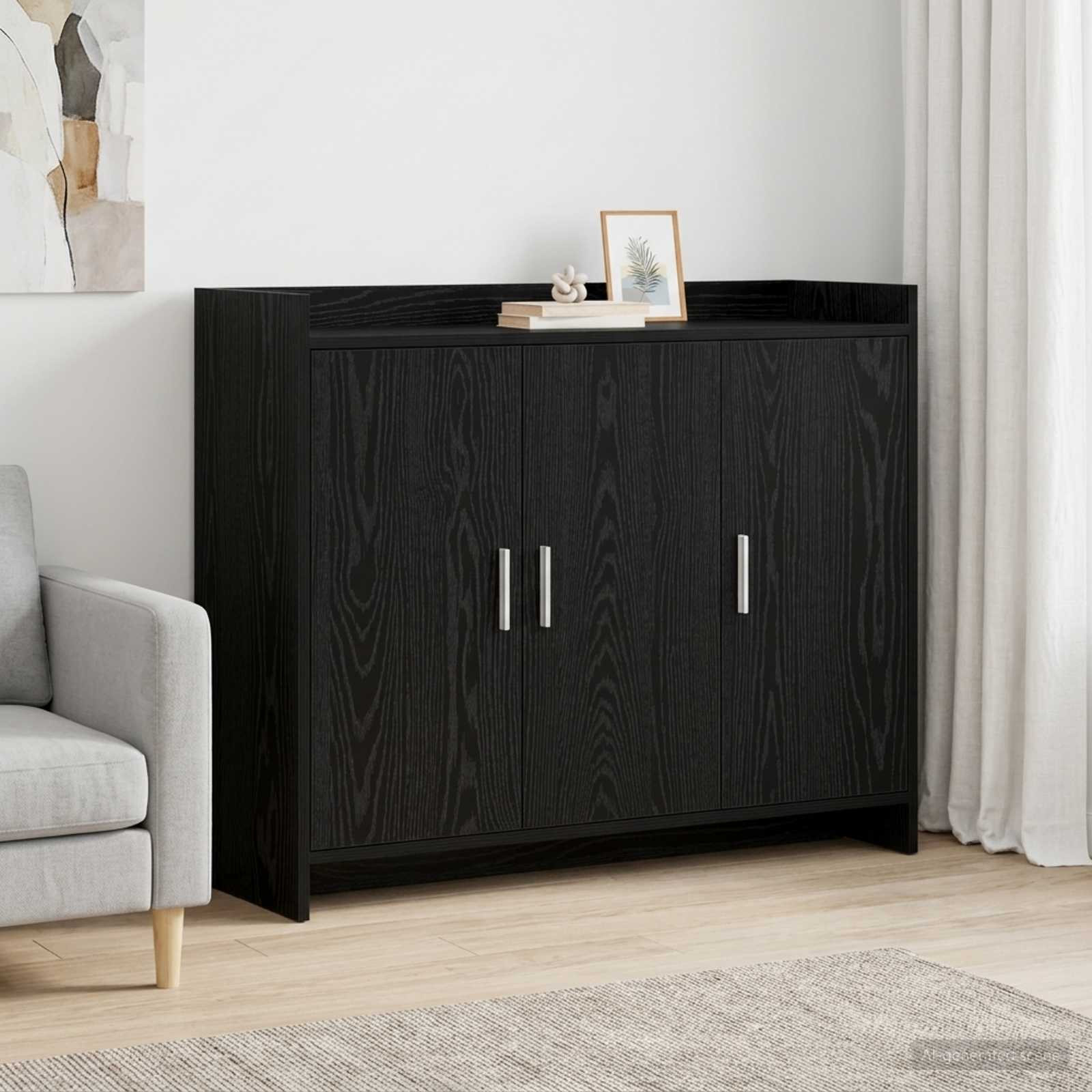 vidaXL Sideboard Schwarze Eiche 98,5 x 33 x 80 cm Holzwerkstoff