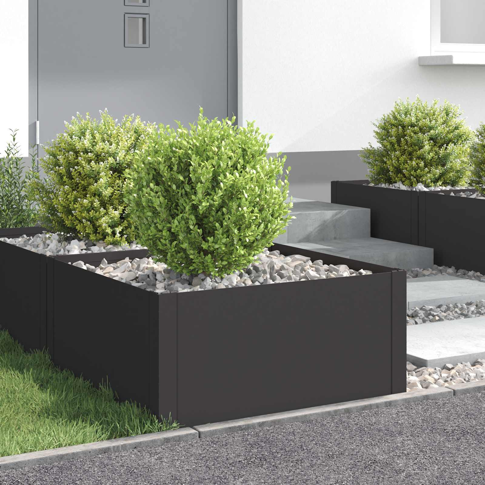 vidaXL Raseneinfassung 4 pcs 60 x 60 x 35 cm Stahl Schwarz