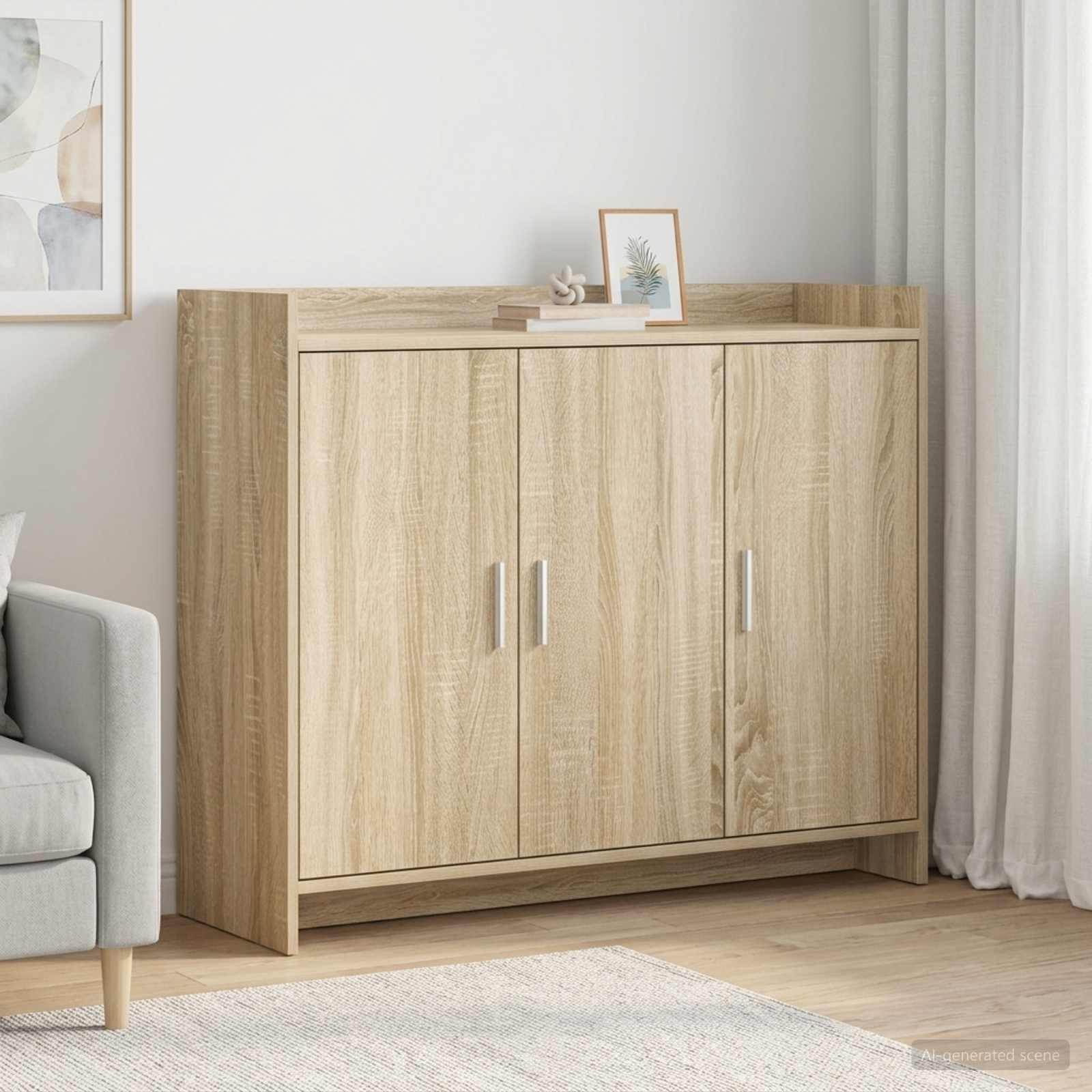 vidaXL Sideboard Sonoma-Eiche 98,5 x 33 x 80 cm Holzwerkstoff