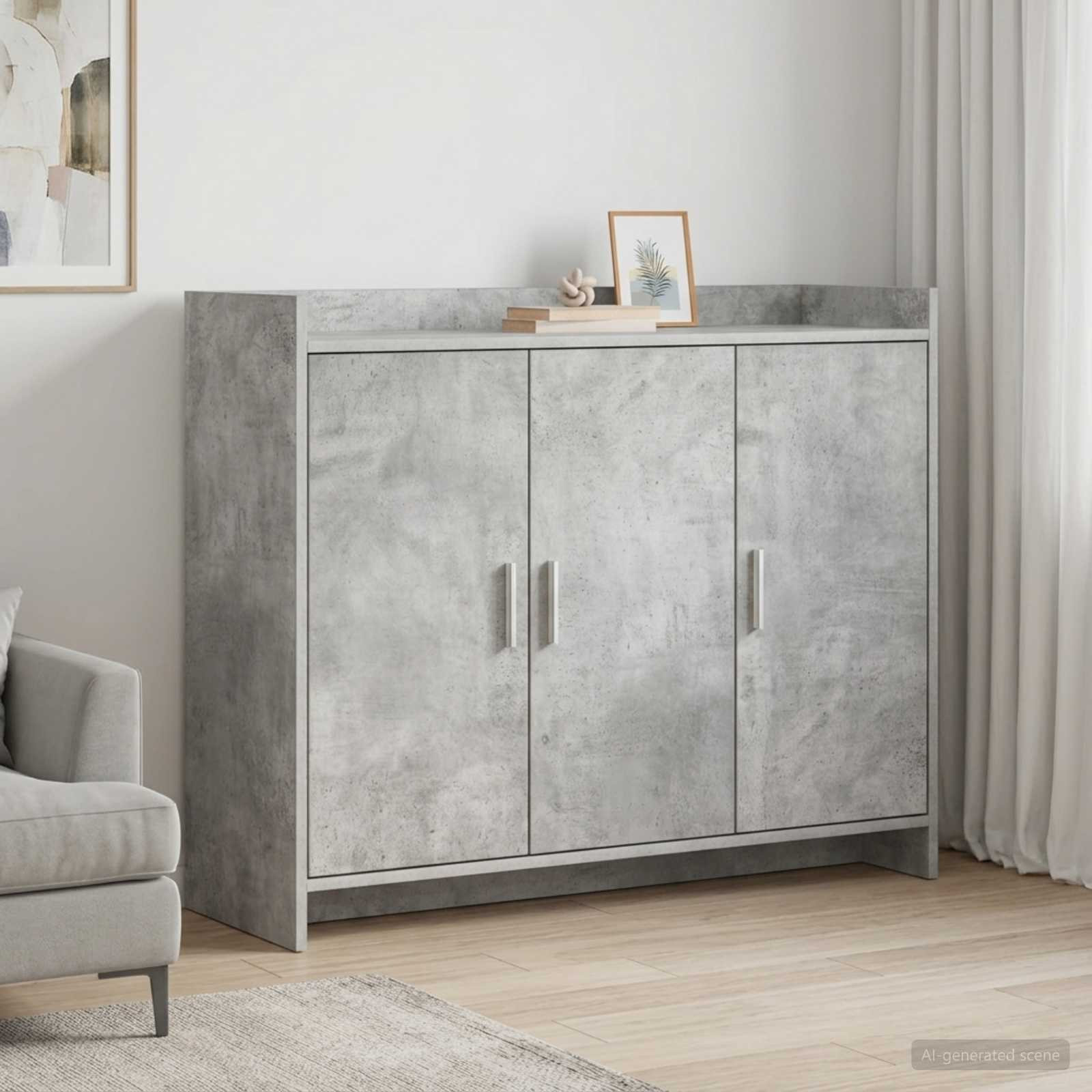vidaXL Sideboard Betongrau 98,5 x 33 x 80 cm Holzwerkstoff