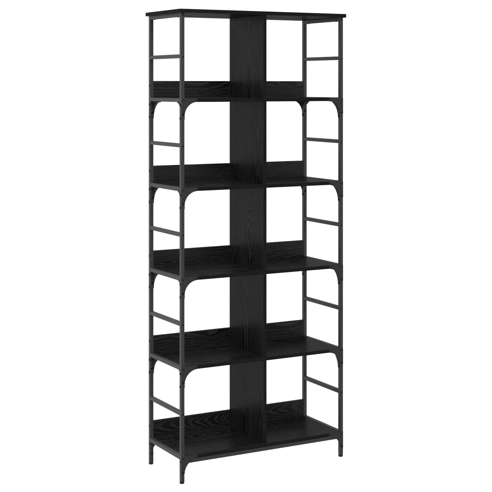 vidaXL Regal Schwarz Eichen-Optik 78,5 x 33 x 188,5 cm Metall PB