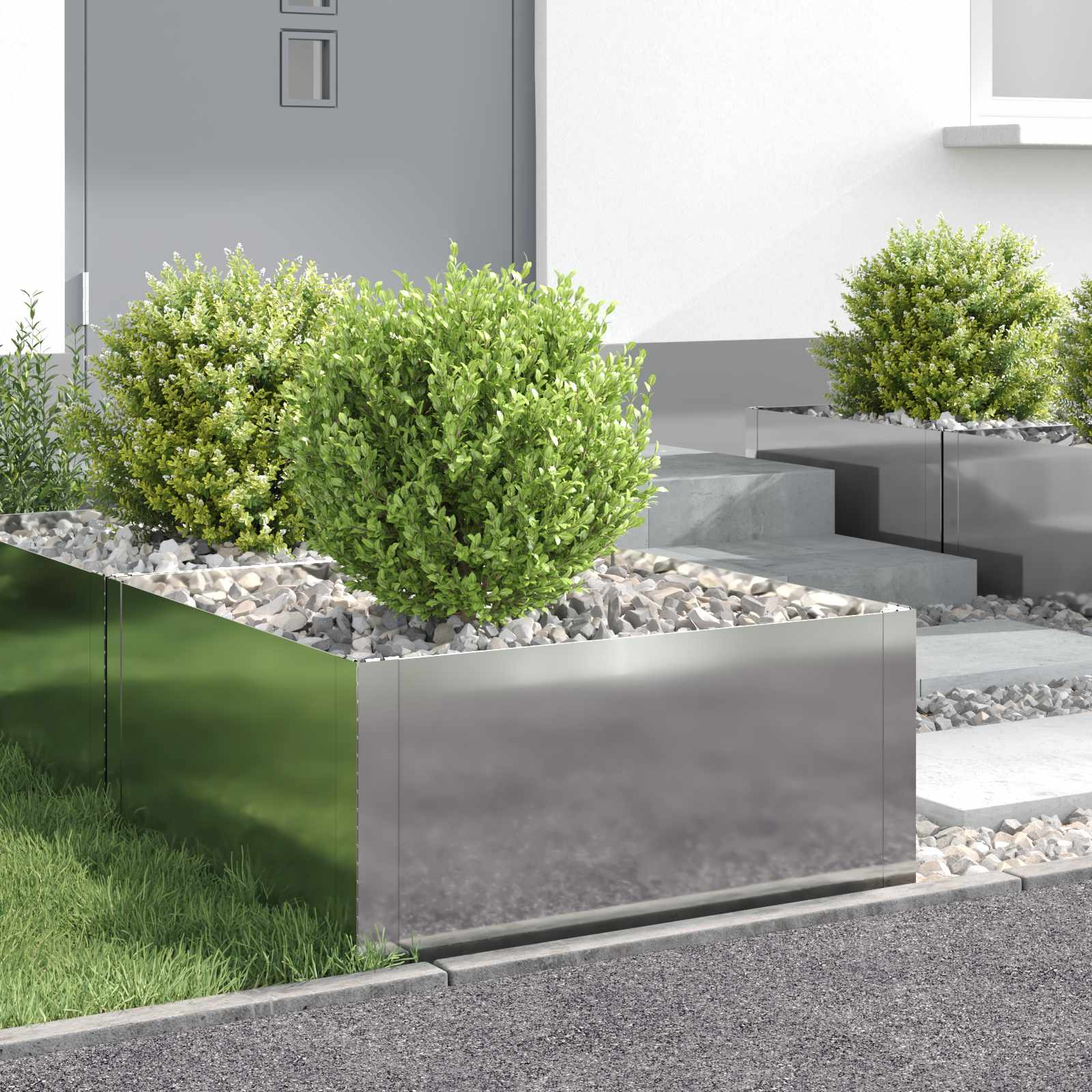 vidaXL Raseneinfassung 4 pcs 60 x 60 x 35 cm Stahl Silber