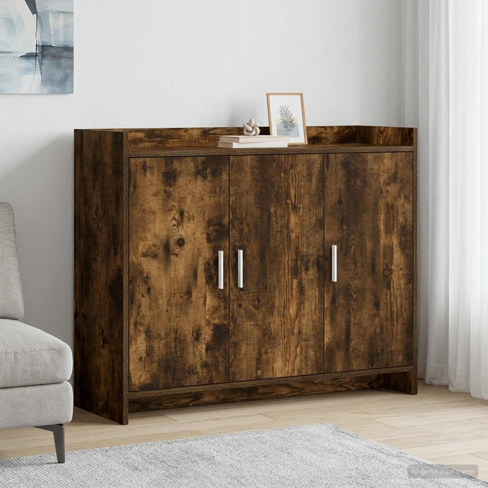 vidaXL Sideboard Geräucherte Eiche 98,5 x 33 x 80 cm Holzwerkstoff