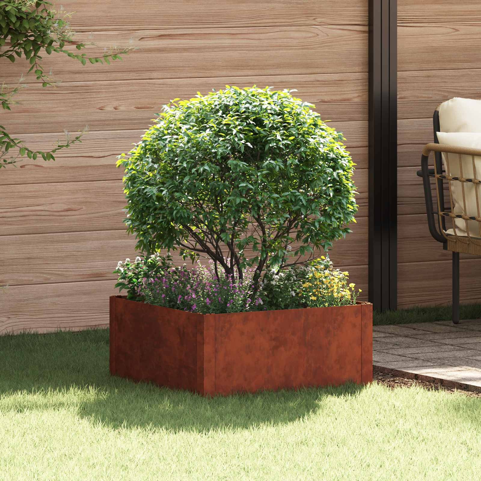 vidaXL Raseneinfassung 60 x 60 x 35 cm Stahl Rostig