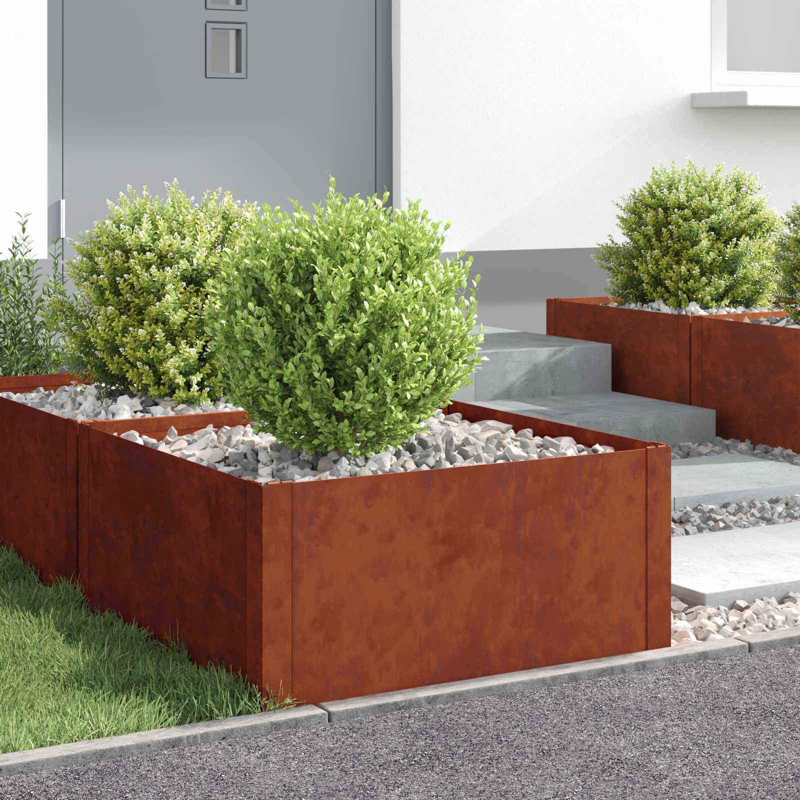 vidaXL Raseneinfassung 4 pcs 60 x 60 x 35 cm Stahl Rostig
