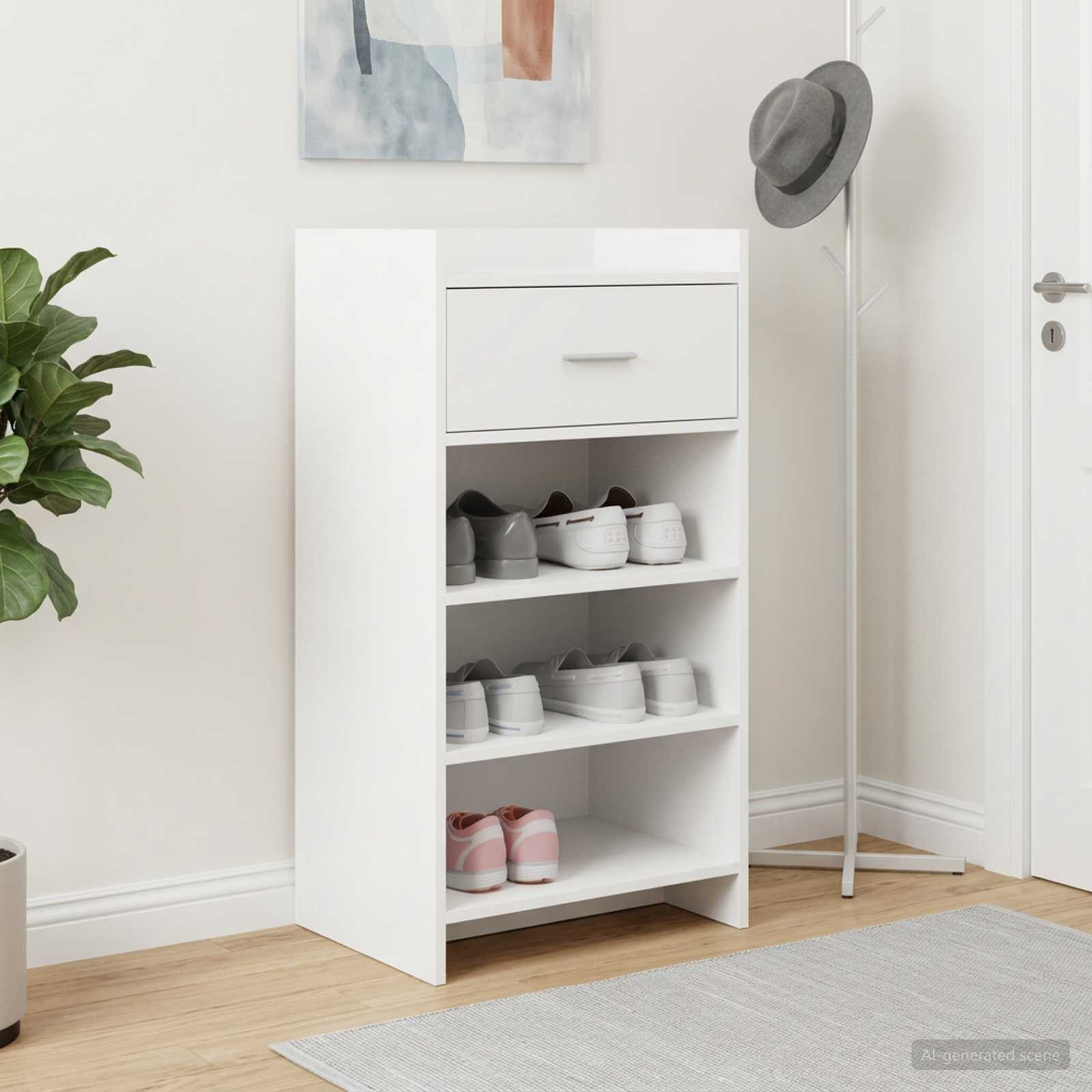 vidaXL Schuhschrank mit Schubladen Weiß 48 x 36 x 92 cm Holzwerkstoff