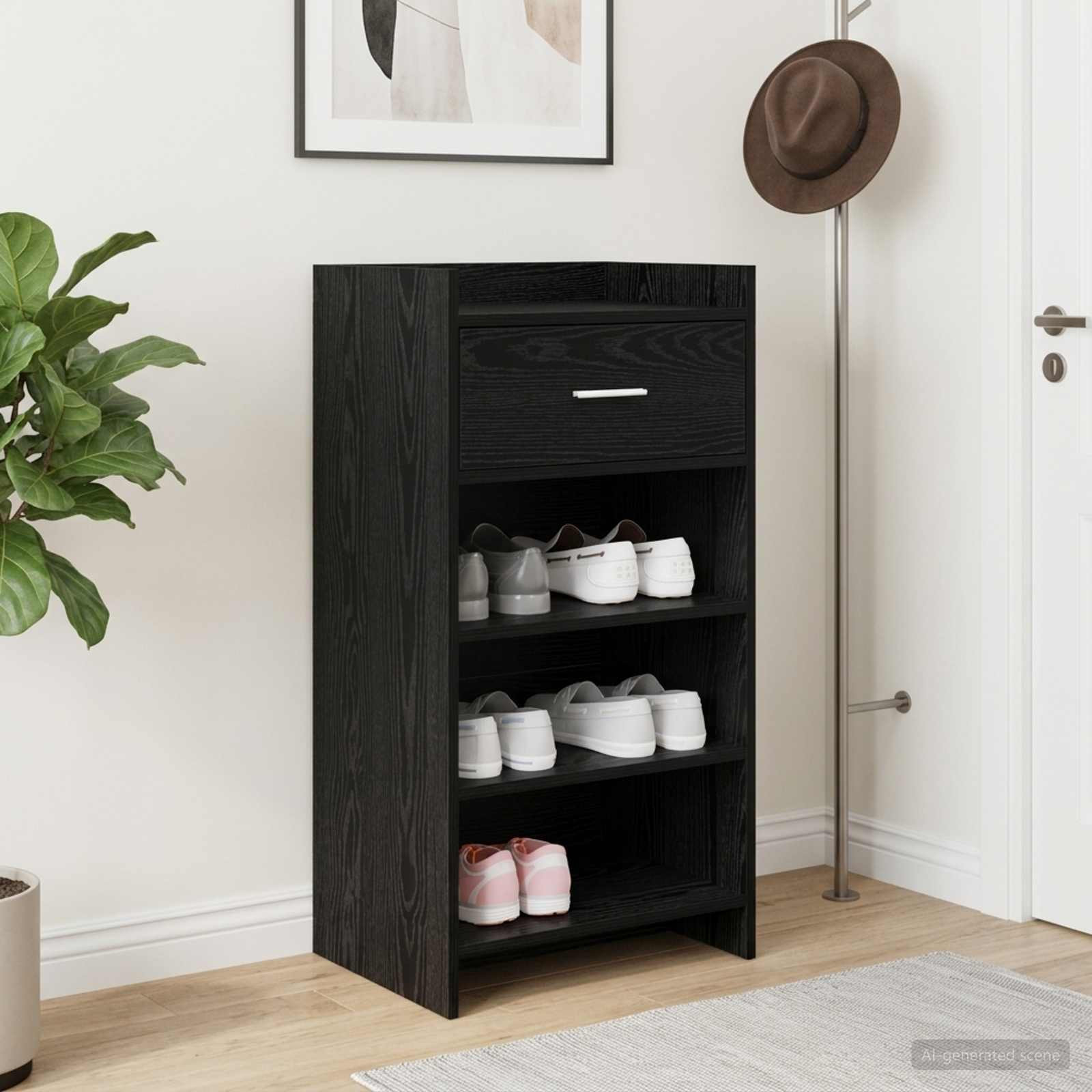 vidaXL Schuhschrank Schwarze Eiche 48 x 36 x 92 cm Holzwerkstoff