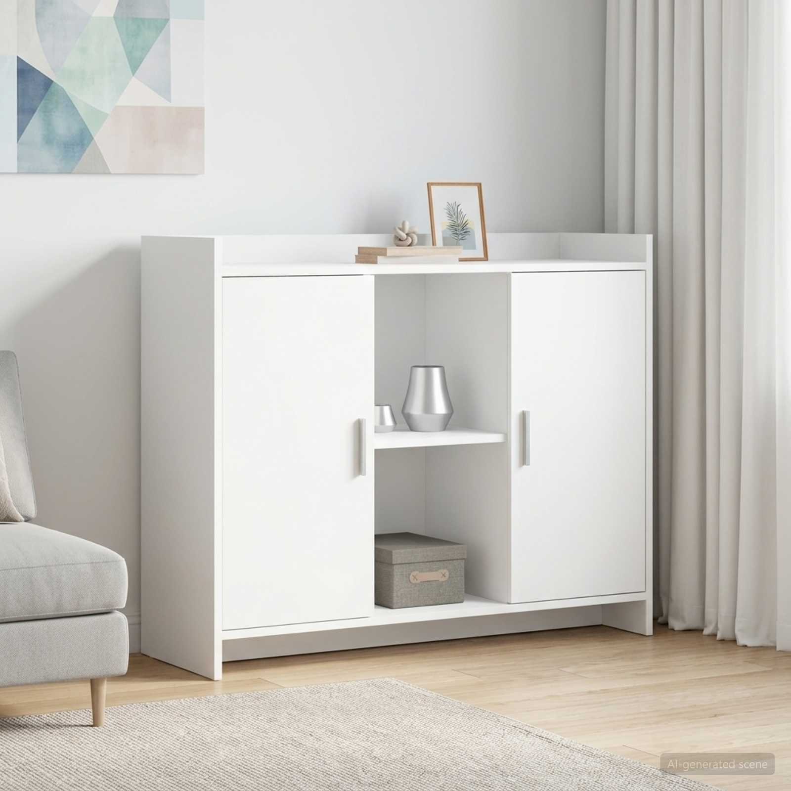 vidaXL Sideboard Weiß 98,5 x 33 x 80 cm Holzwerkstoff