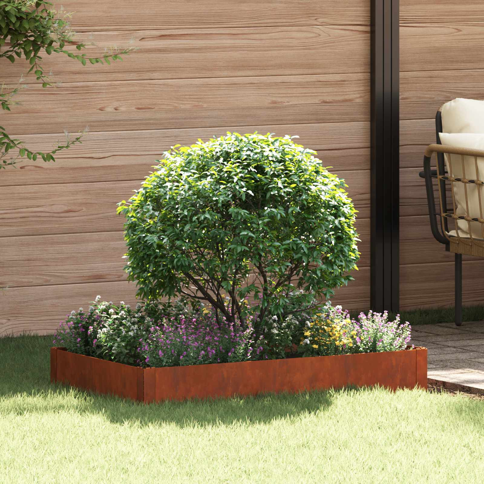 vidaXL Raseneinfassung 100 x 60 x 20 cm Stahl Rostig