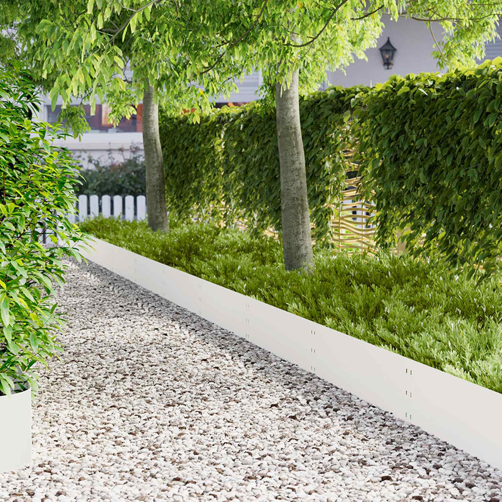 vidaXL Raseneinfassung 20 pcs 100 x 30 cm Stahl Weiß