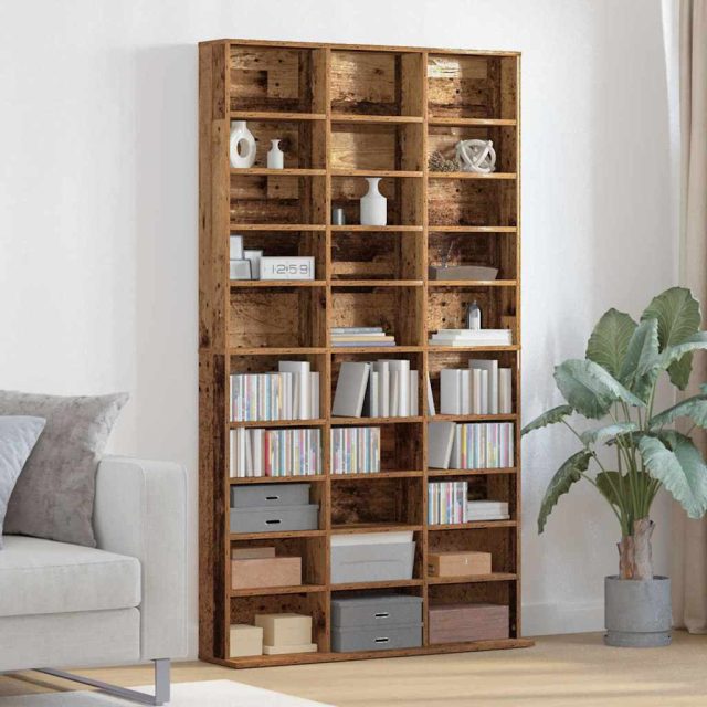 vidaXL CD Regal mit Regal Altholz 101 x 23 x 177,5 cm Holzwerkstoff