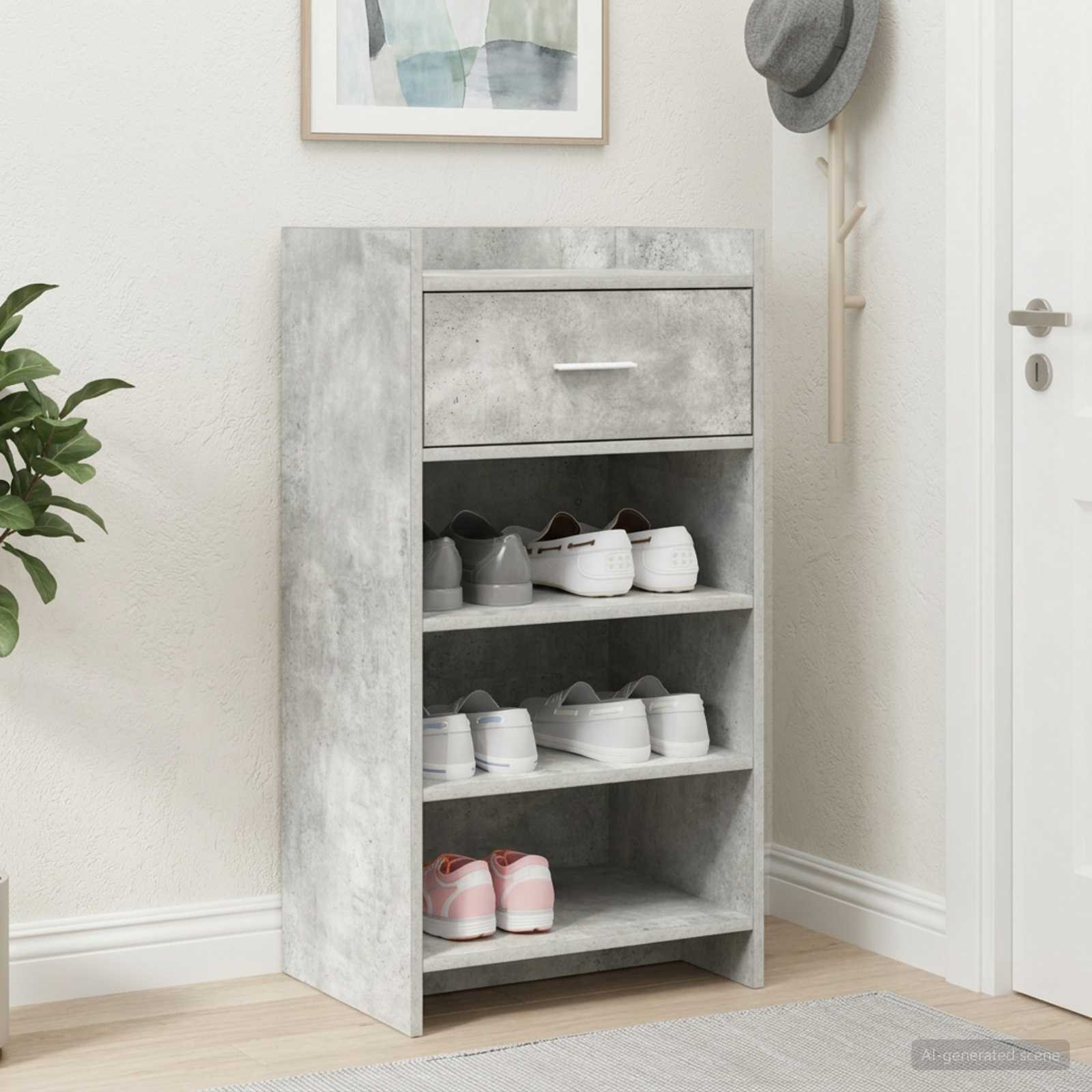 vidaXL Schuhschrank Betongrau 48 x 36 x 92 cm Holzwerkstoff