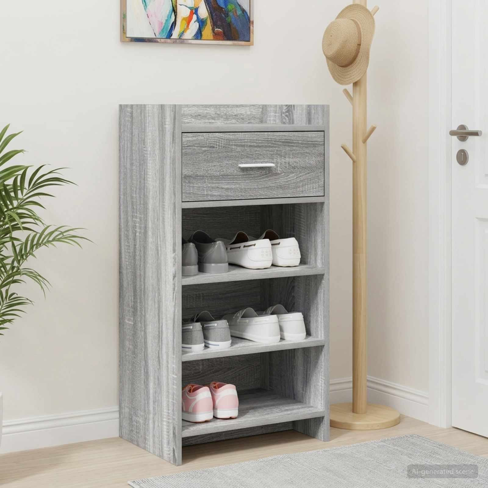 vidaXL Schuhschrank Grau Sonoma 48 x 36 x 92 cm Holzwerkstoff