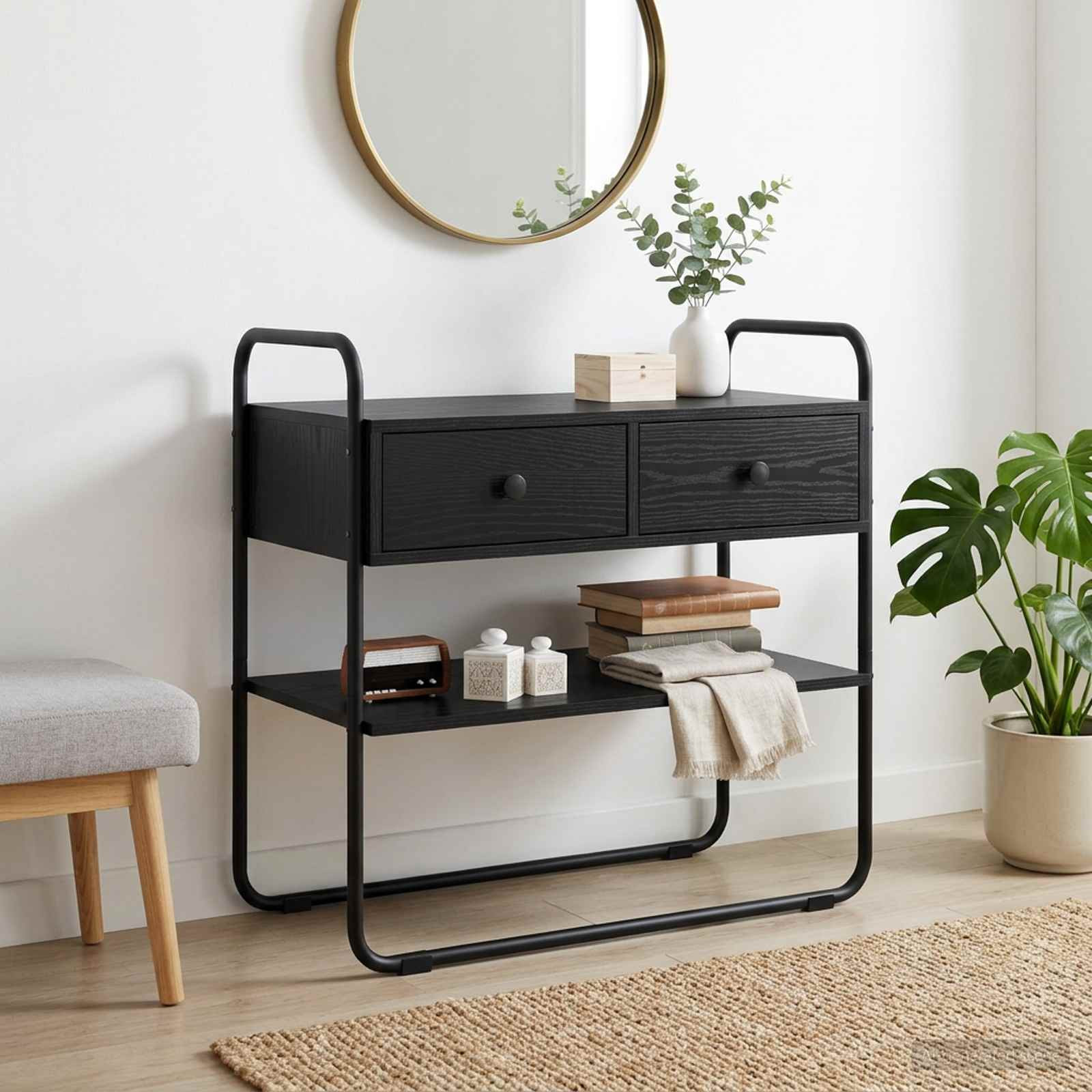 vidaXL Konsolentisch Schwarze Eiche 100 x 40 x 75 cm Holzwerkstoff