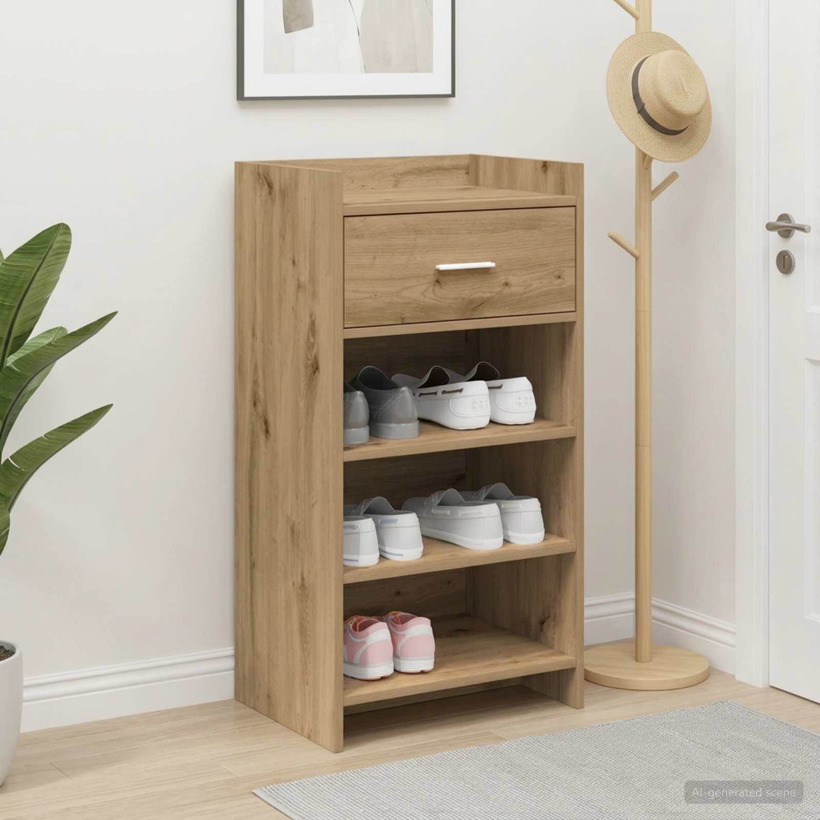 vidaXL Schuhschrank 48 x 36 x 92 cm Holzwerkstoff Artisan-Eiche
