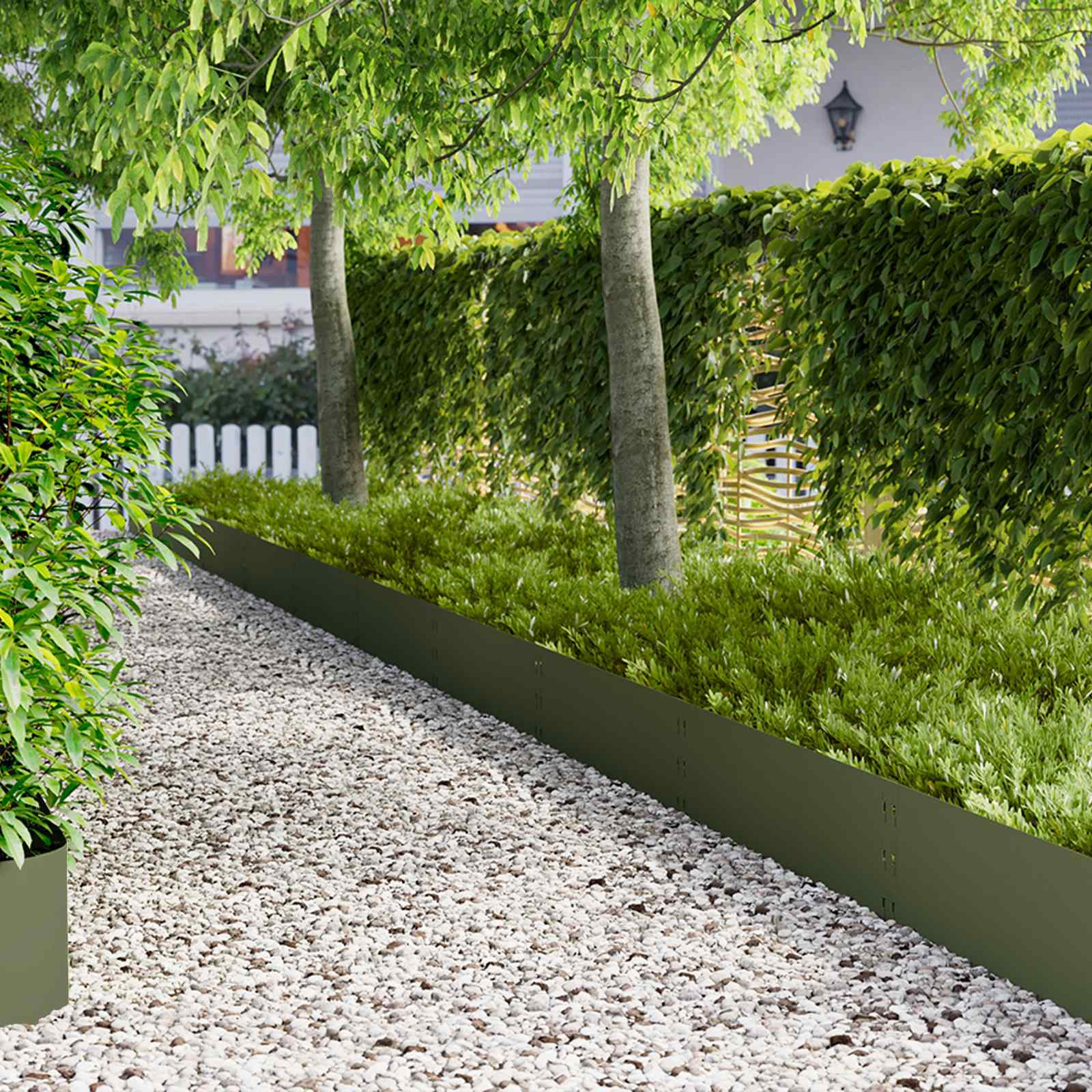 vidaXL Raseneinfassung 10 pcs 100 x 30 cm Stahl Olivgrün