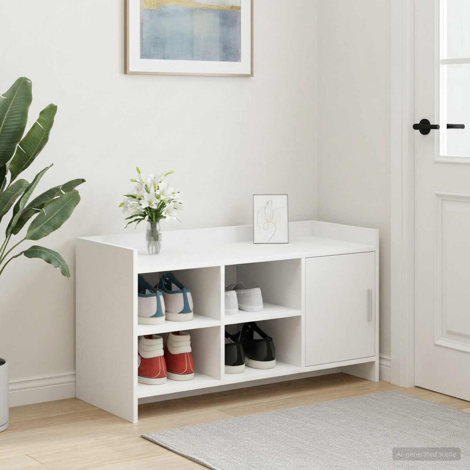 vidaXL Schuhschrank mit Speicher Weiß 100 x 39,5 x 51 cm Holzwerkstoff