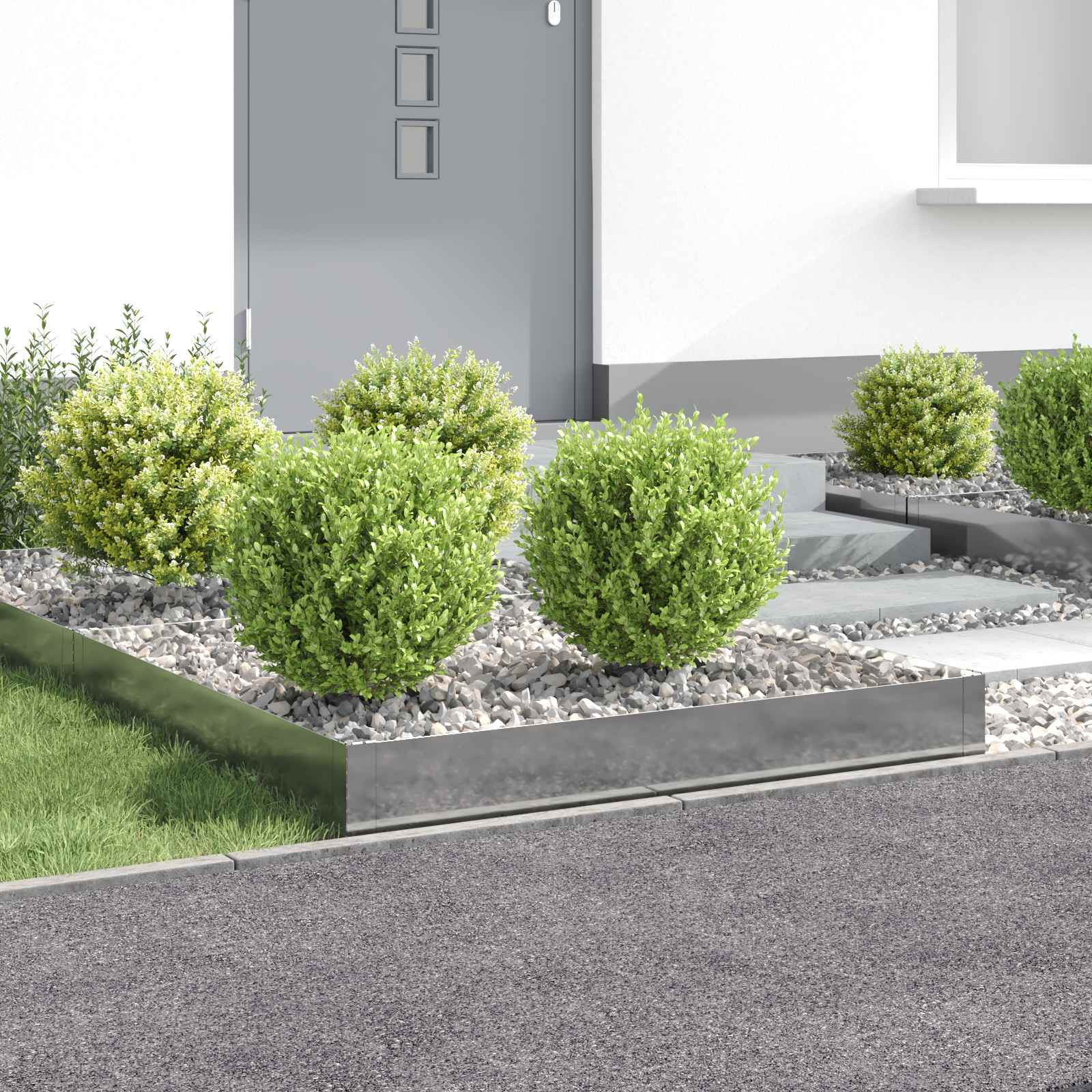 vidaXL Raseneinfassung 4 pcs 100 x 100 x 20 cm Stahl Silber