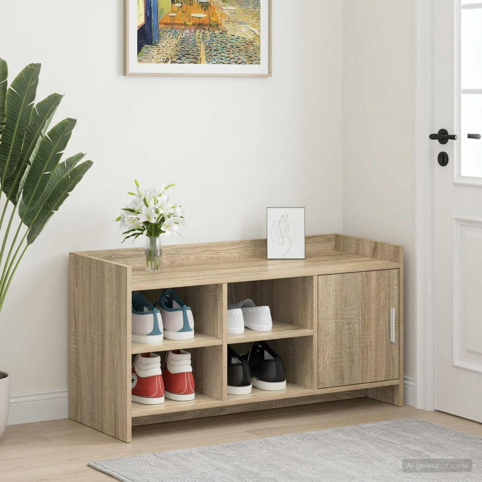 vidaXL Schuhschrank Sonoma-Eiche 100 x 39,5 x 51 cm Holzwerkstoff