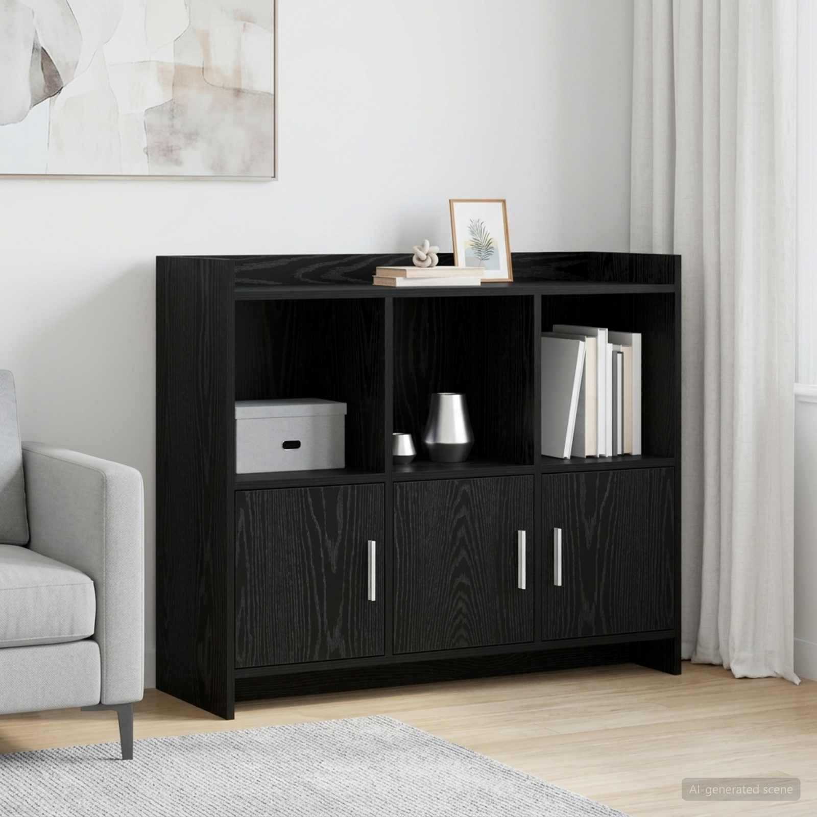 vidaXL Sideboard Schwarze Eiche 98,5 x 33 x 80 cm Holzwerkstoff