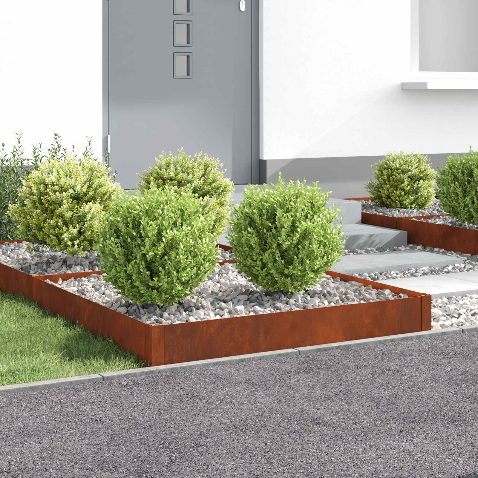 vidaXL Raseneinfassung 4 pcs 100 x 100 x 20 cm Stahl Rostig