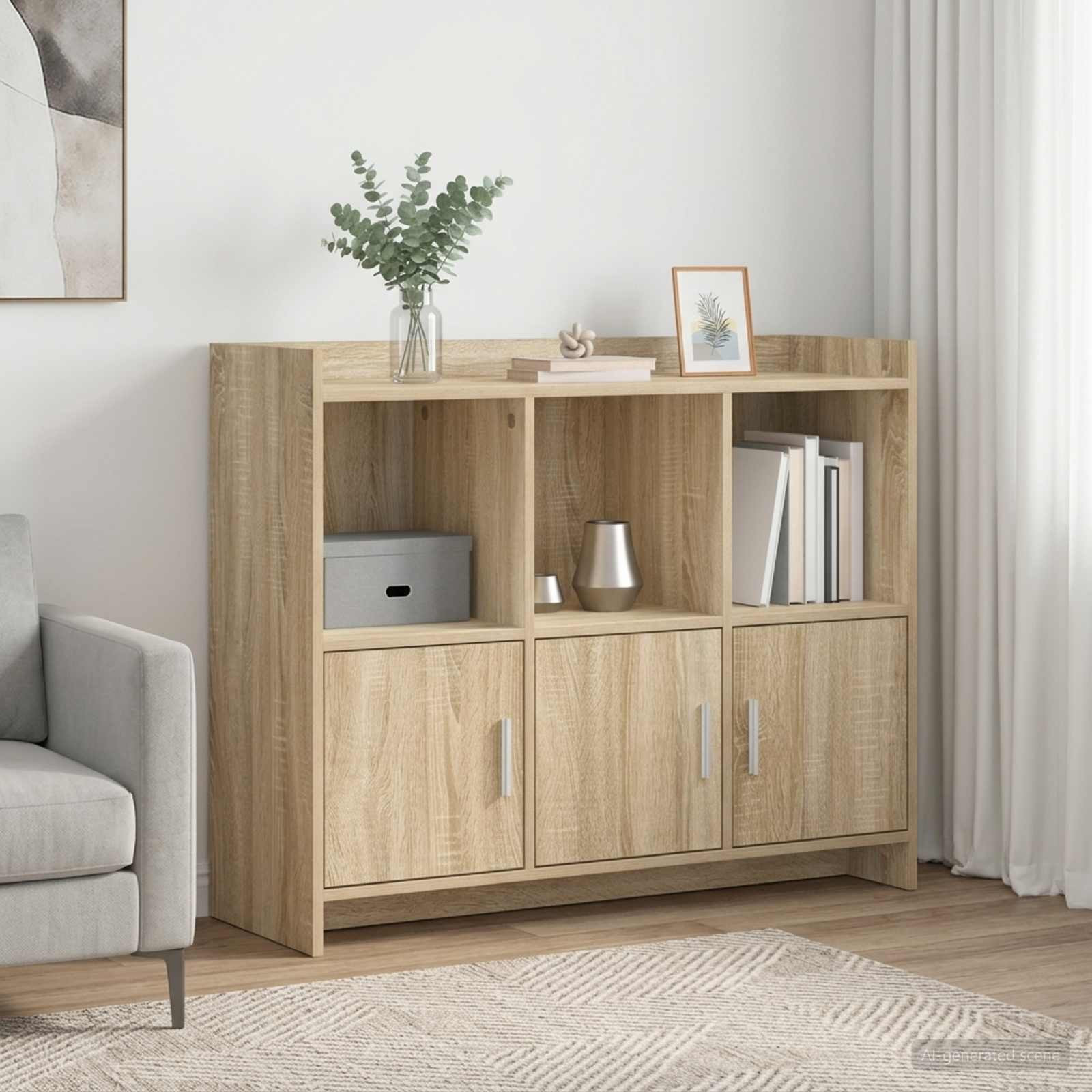 vidaXL Sideboard Sonoma-Eiche 98,5 x 33 x 80 cm Holzwerkstoff