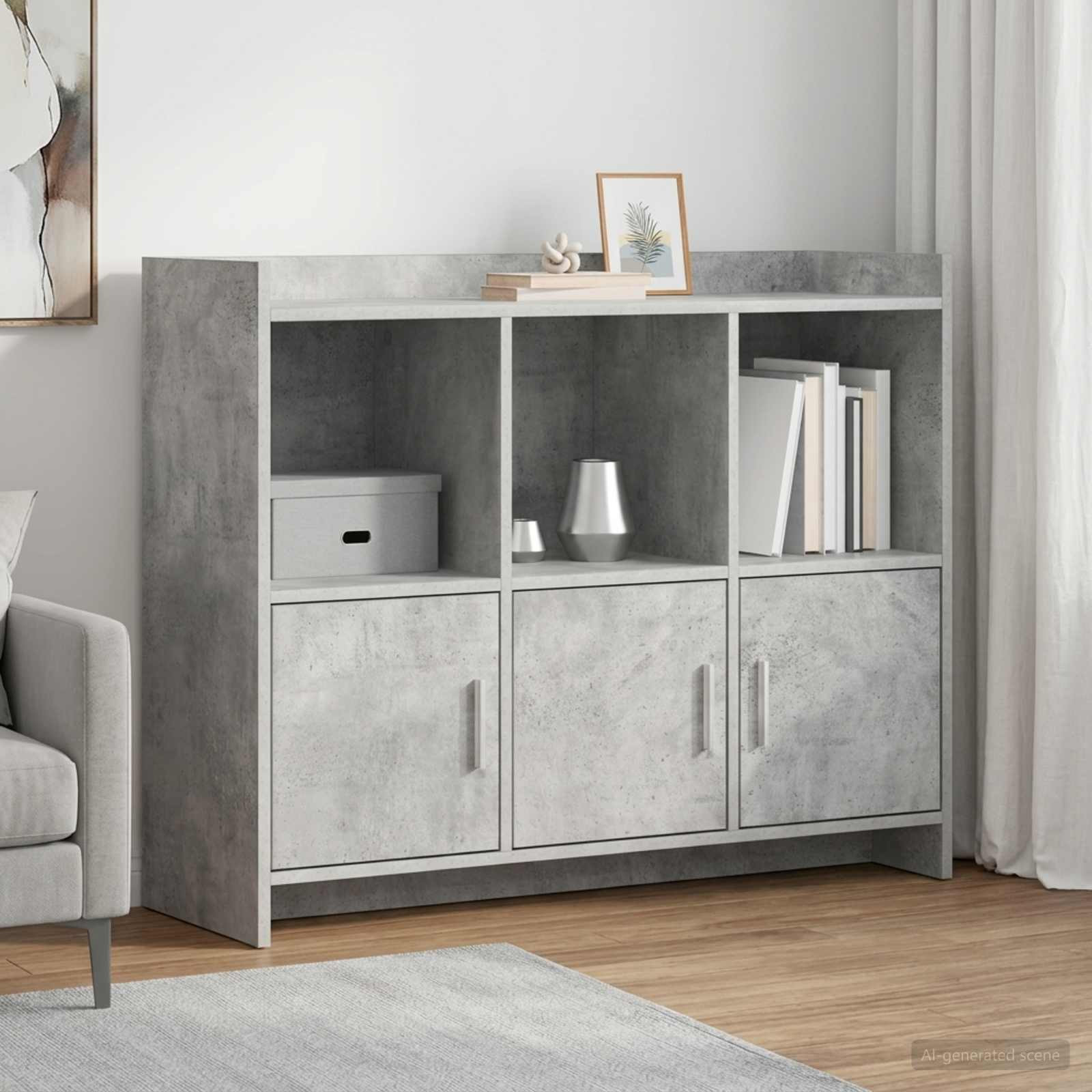 vidaXL Sideboard Betongrau 98,5 x 33 x 80 cm Holzwerkstoff