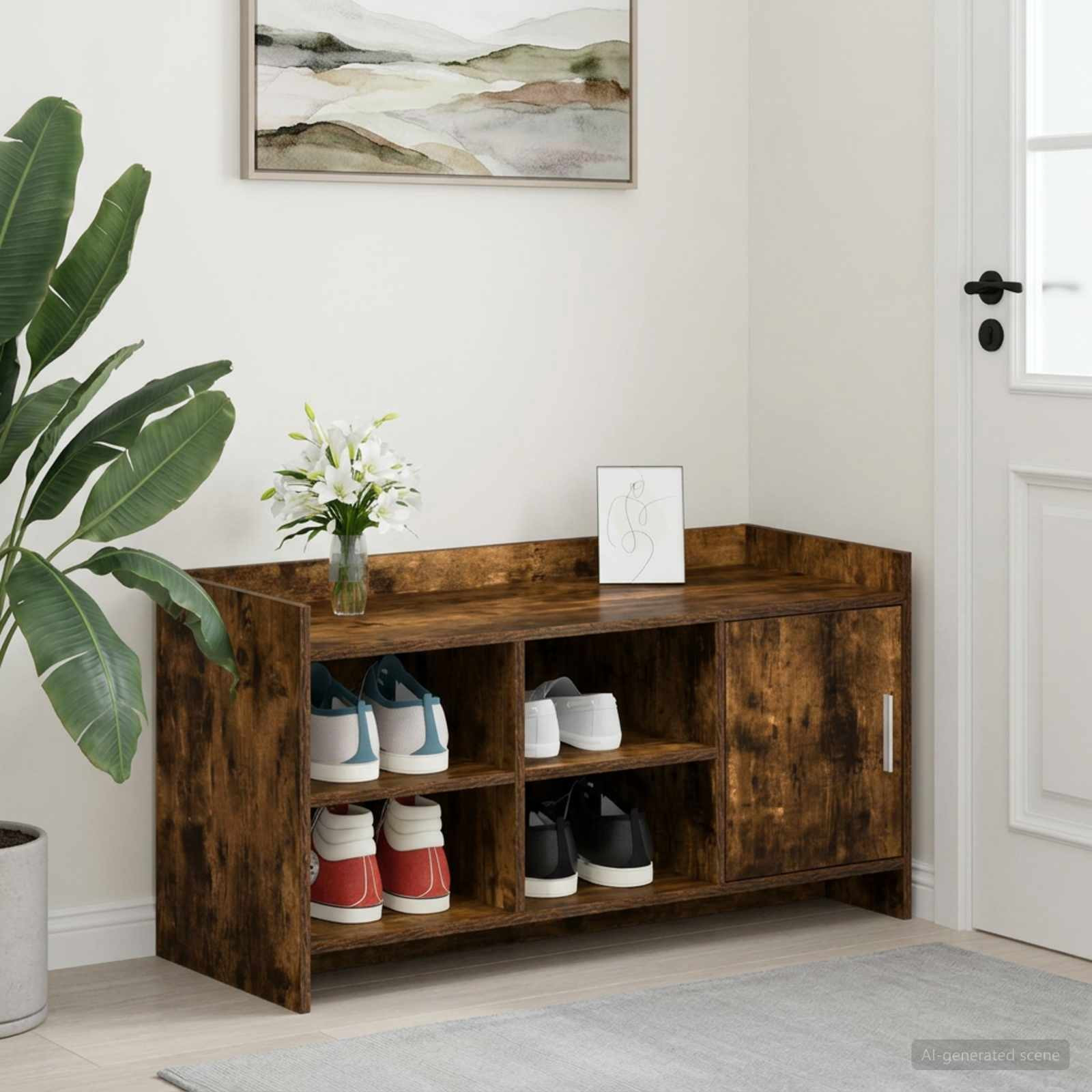vidaXL Schuhschrank Geräucherte Eiche 100 x 39,5 x 51 cm Holzwerkstoff