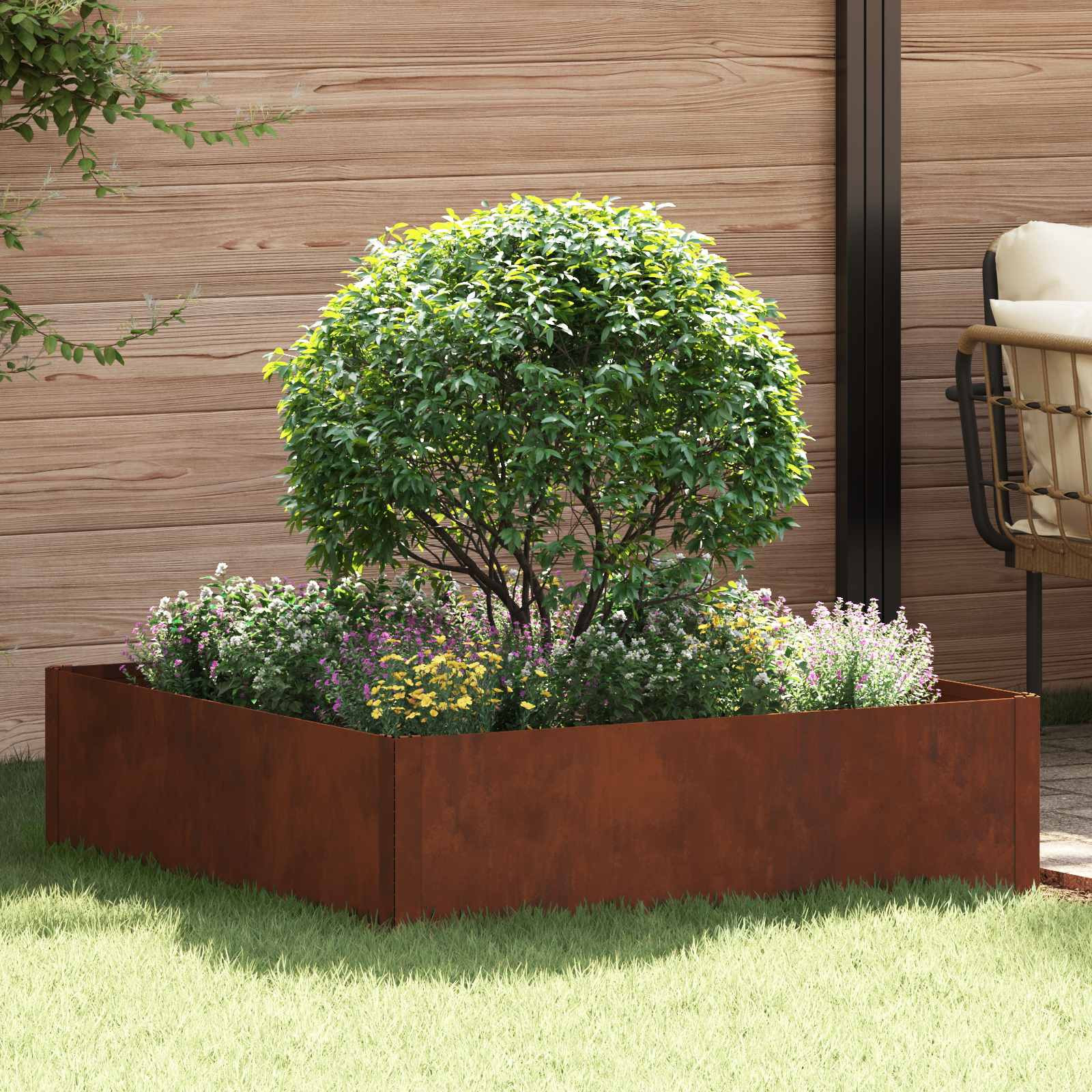 vidaXL Raseneinfassung 100 x 100 x 35 cm Stahl Rostig