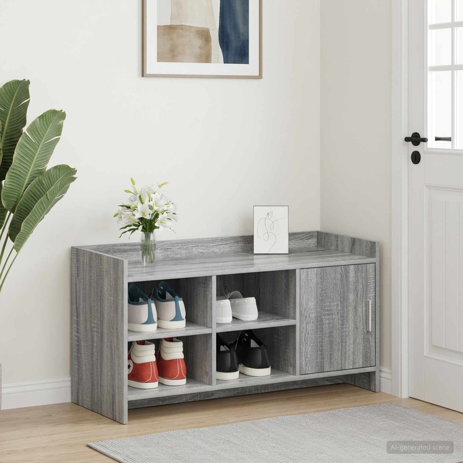 vidaXL Schuhschrank Grau Sonoma 100 x 39,5 x 51 cm Holzwerkstoff